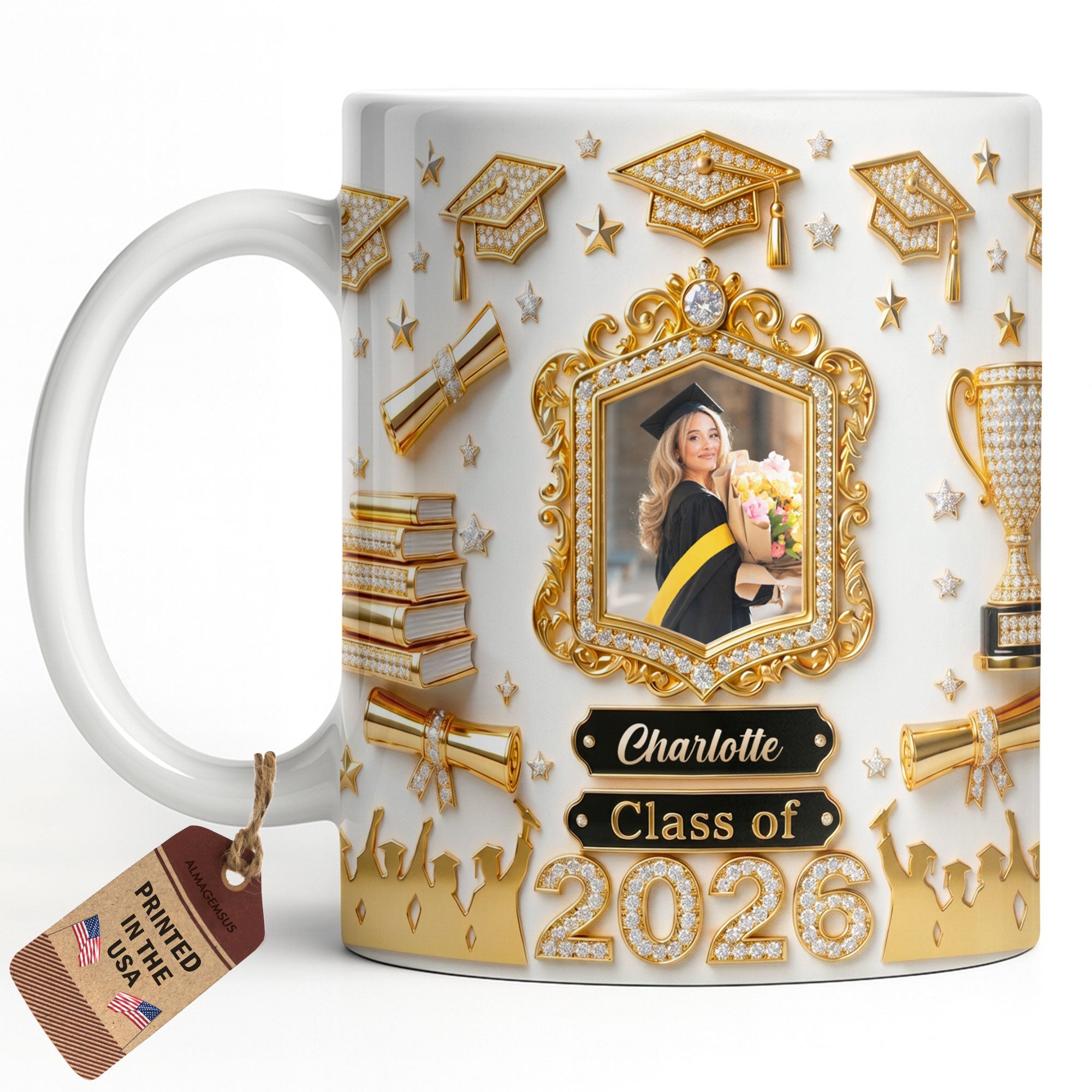 Personalized Graduation Coffee Mug Custom Photo Gift for Graduate Edge-to-edge Mug GradoCreations