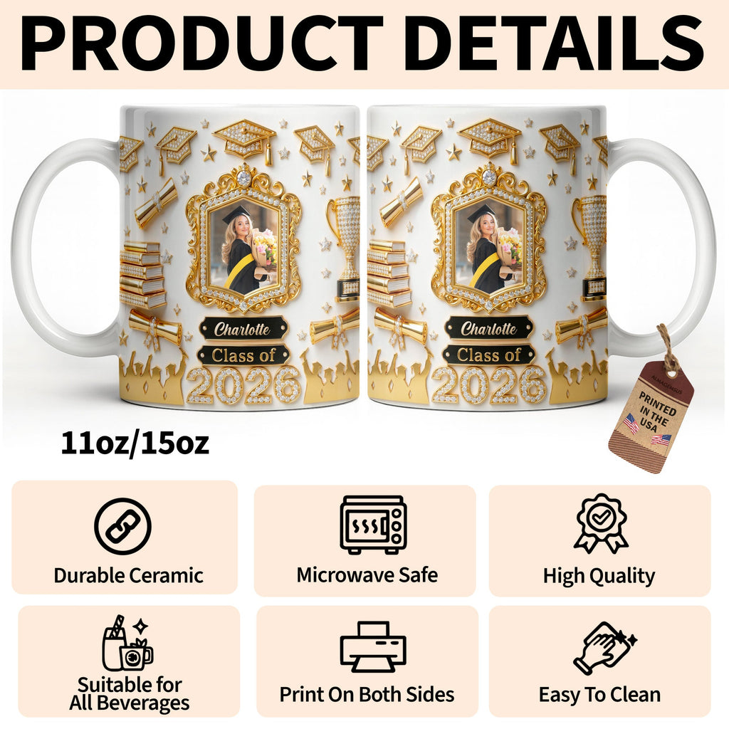 Personalized Graduation Coffee Mug Custom Photo Gift for Graduate Edge-to-edge Mug GradoCreations
