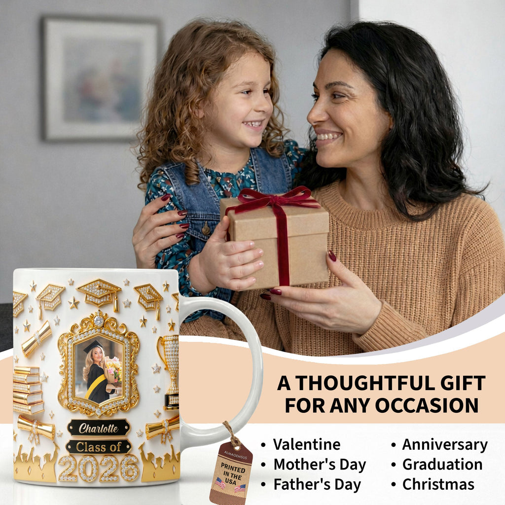 Personalized Graduation Coffee Mug Custom Photo Gift for Graduate Edge-to-edge Mug GradoCreations