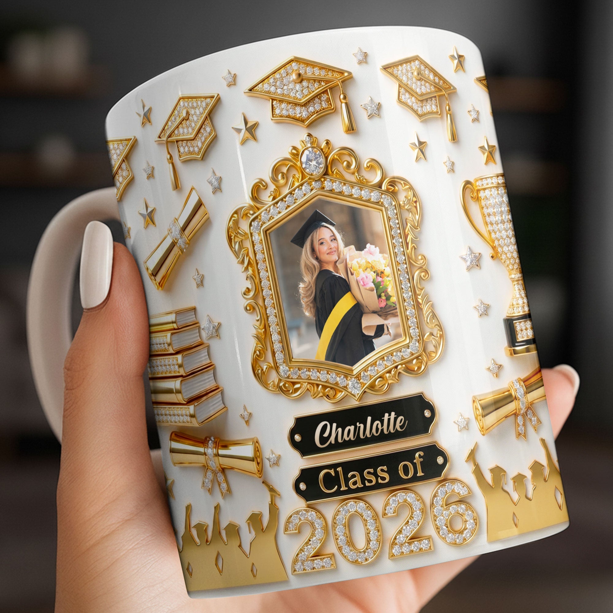 Personalized Graduation Coffee Mug Custom Photo Gift for Graduate Edge-to-edge Mug GradoCreations