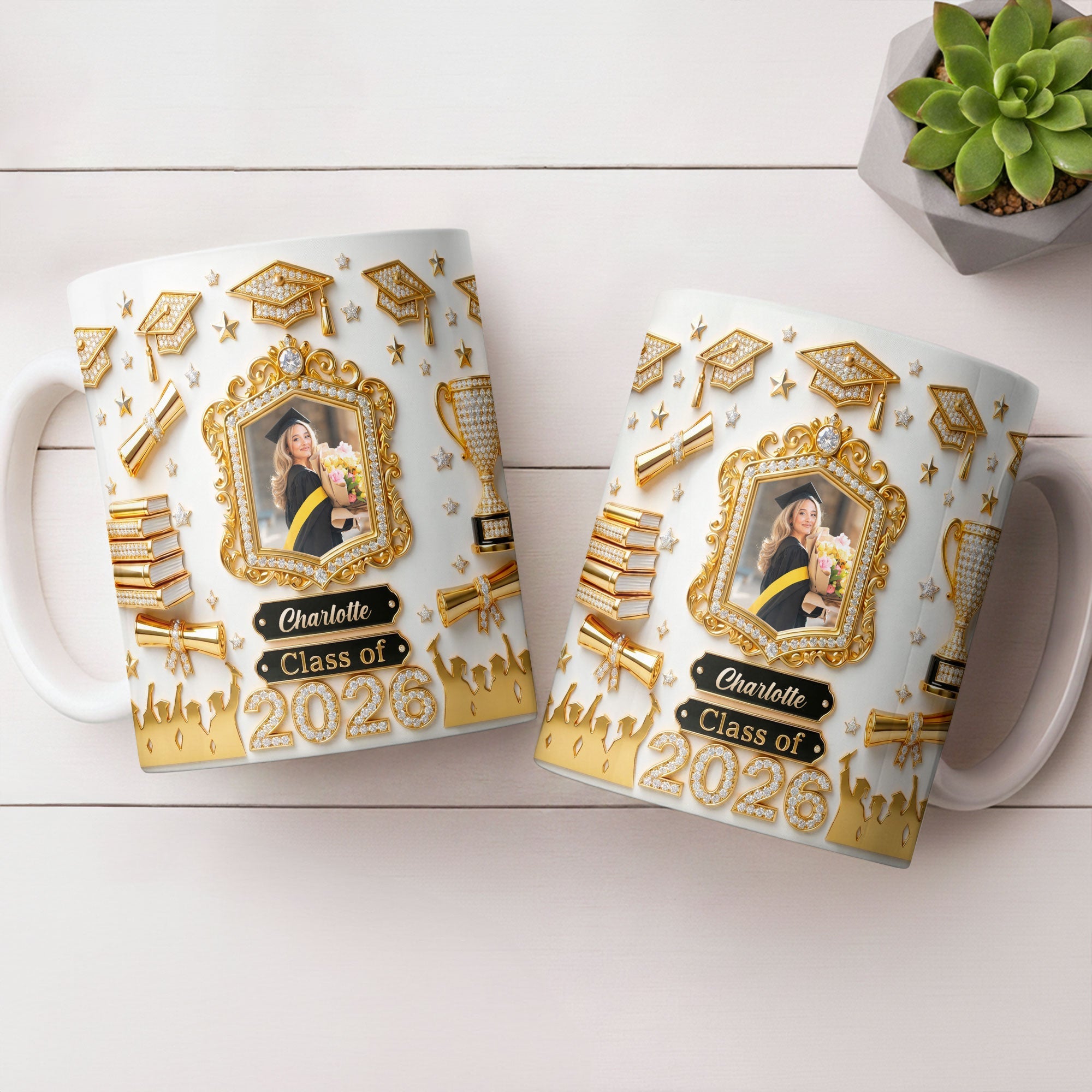 Personalized Graduation Coffee Mug Custom Photo Gift for Graduate Edge-to-edge Mug GradoCreations