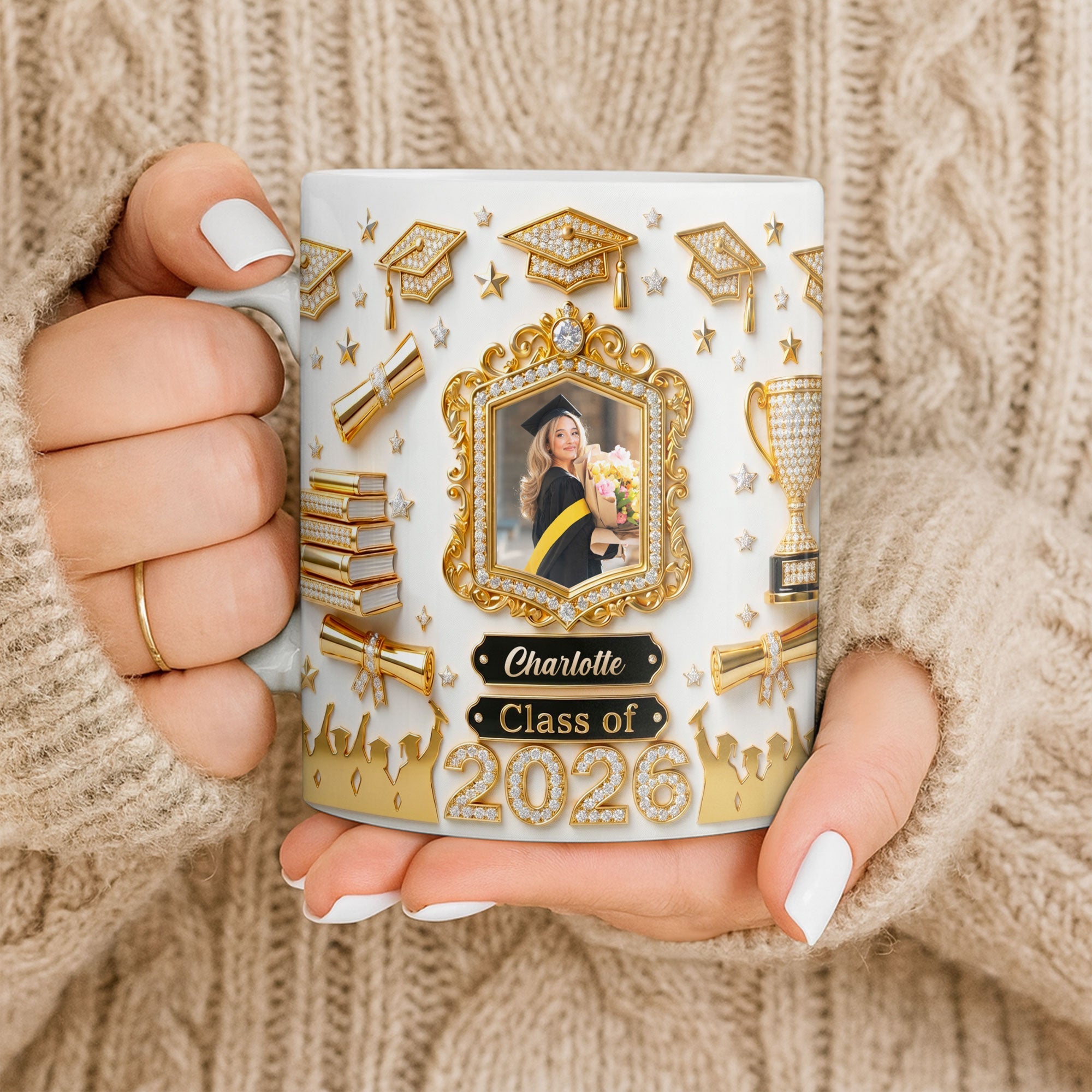 Personalized Graduation Coffee Mug Custom Photo Gift for Graduate Edge-to-edge Mug GradoCreations