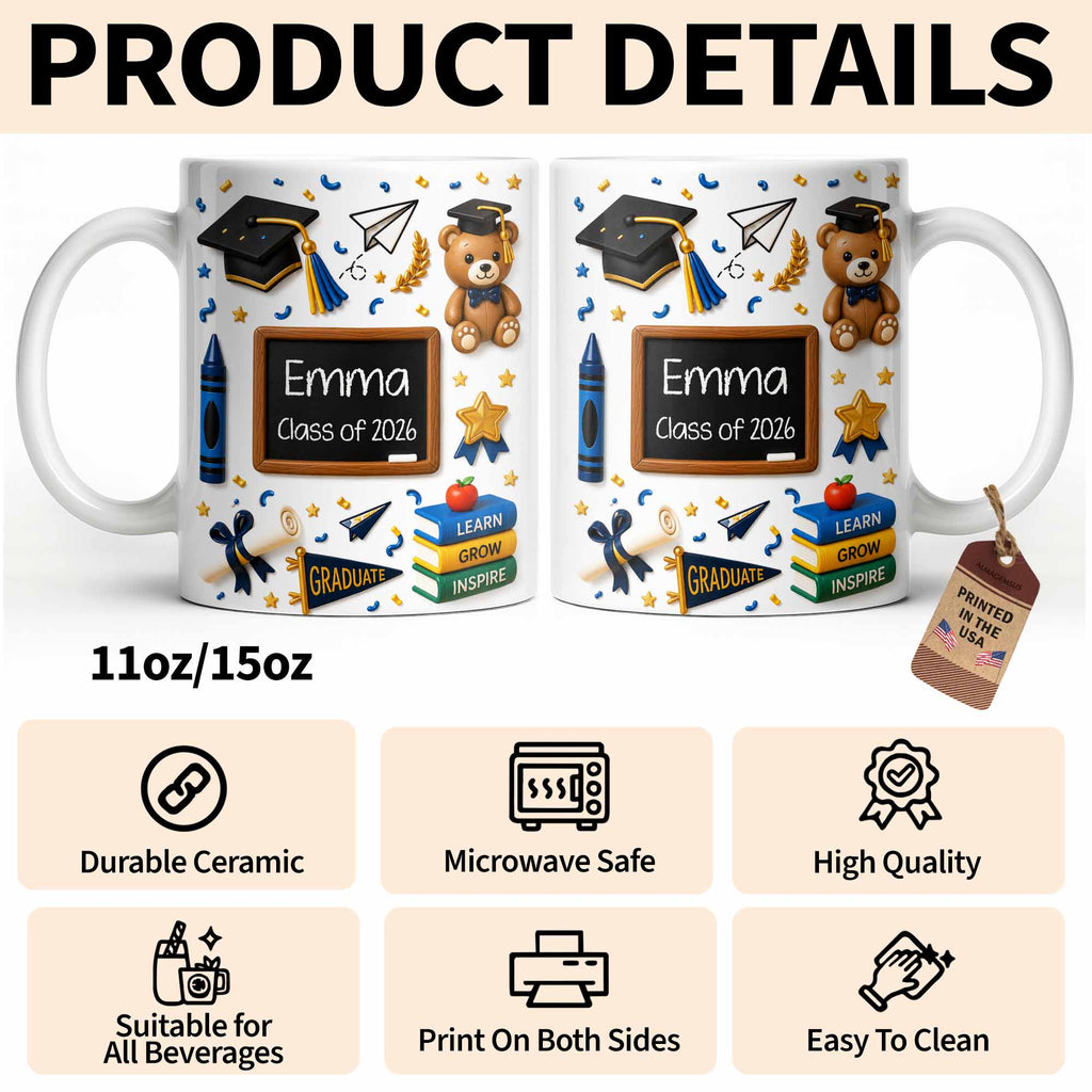 Personalized Graduation Coffee Mug Custom Name Gift Idea Edge-to-edge Mug GradoCreations