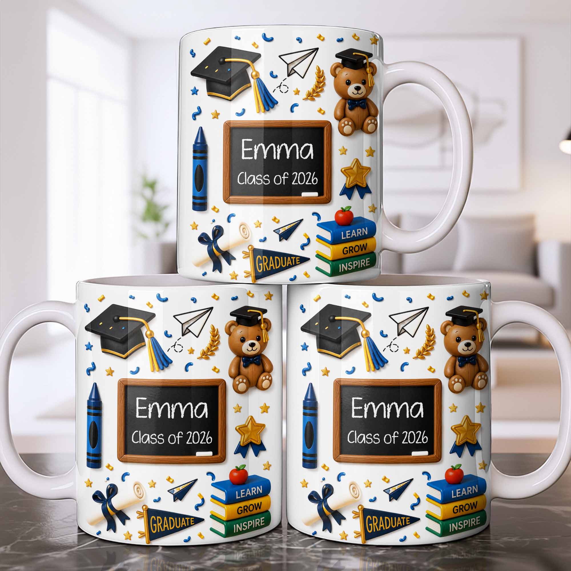 Personalized Graduation Coffee Mug Custom Name Gift Idea Edge-to-edge Mug GradoCreations