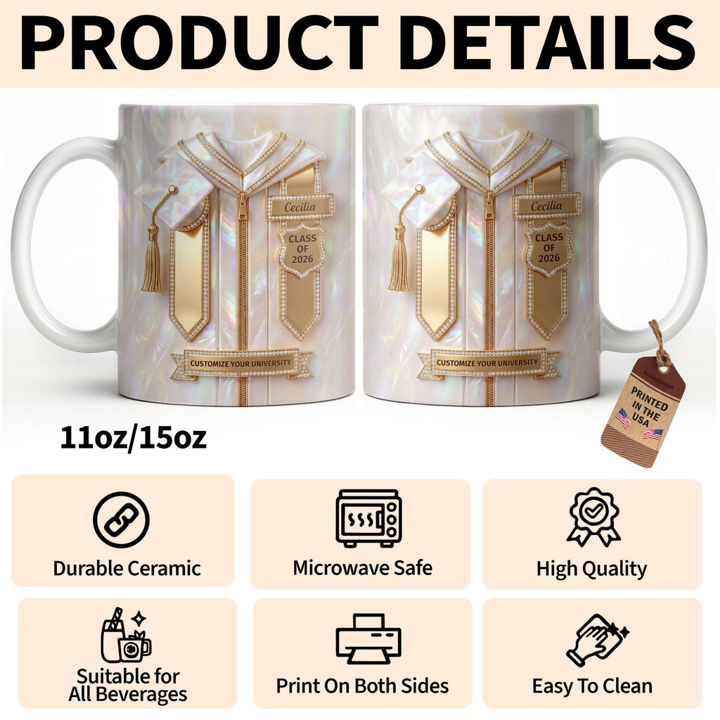 Personalized Graduation Coffee Mug Custom Name Gift for Graduates Edge-to-edge Mug GradoCreations