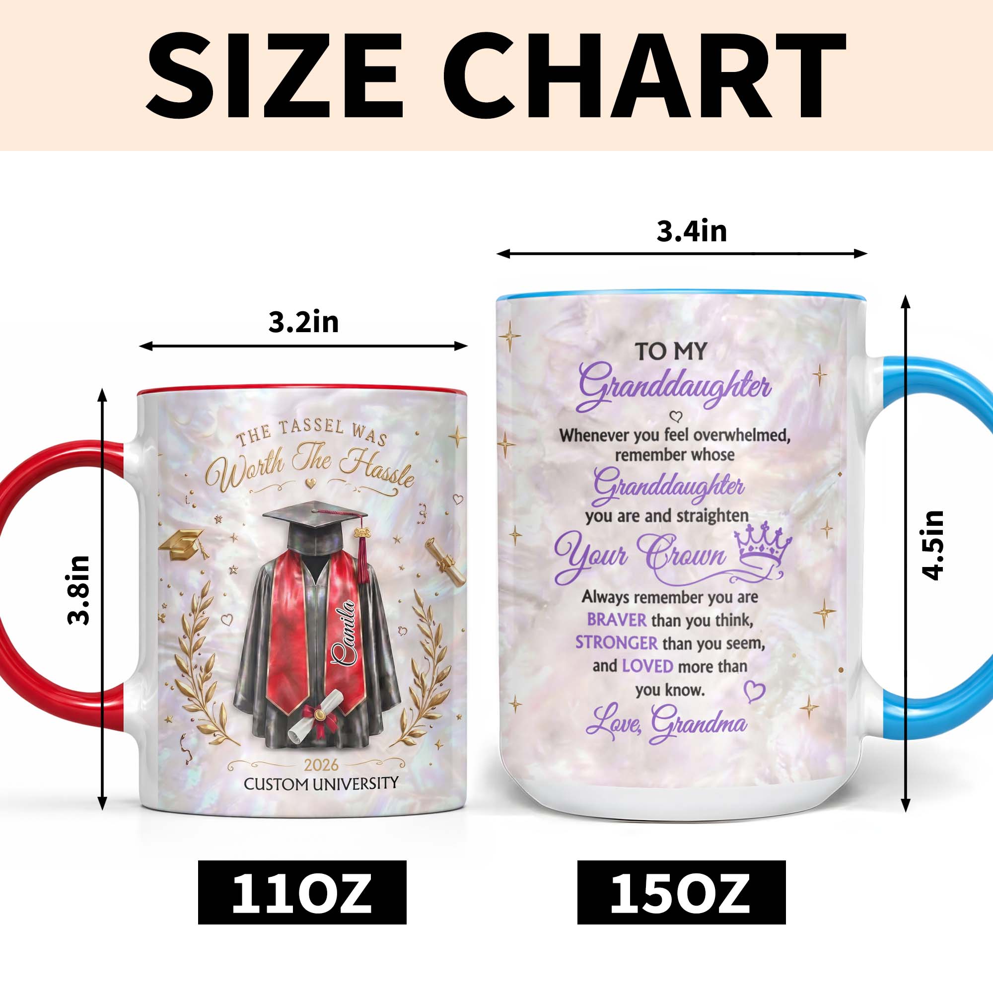 Personalized Graduation Accent Mug Custom Name Gift for Graduate Accent Mug GradoCreations
