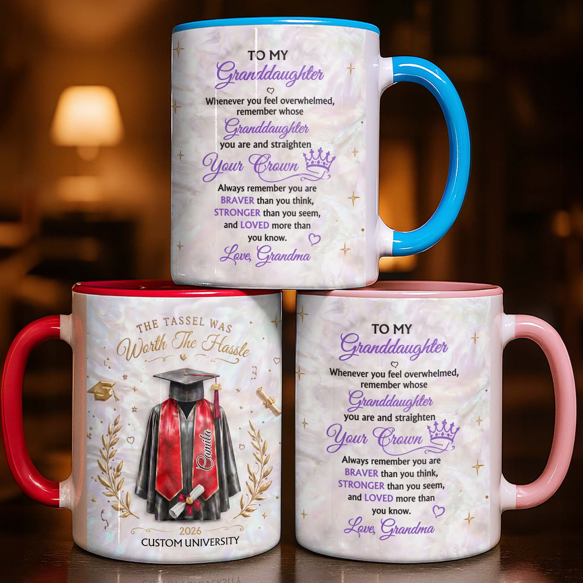 Personalized Graduation Accent Mug Custom Name Gift for Graduate Accent Mug GradoCreations