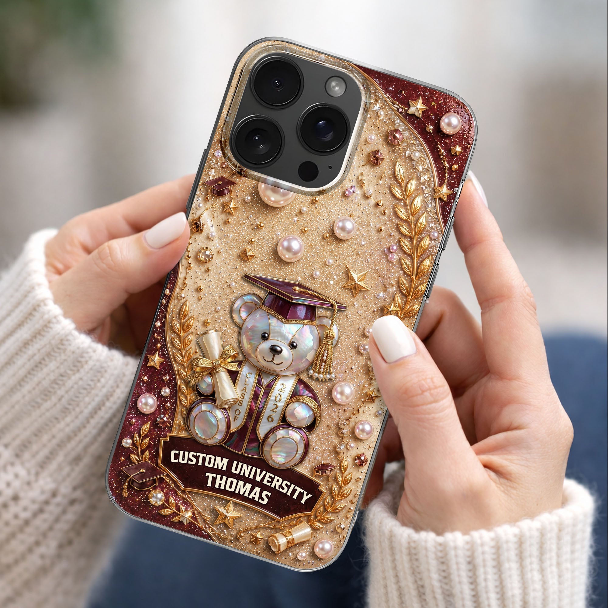 Personalized Clear Phone Case Custom Name Graduation Gift Clear Phone Case GradoCreations