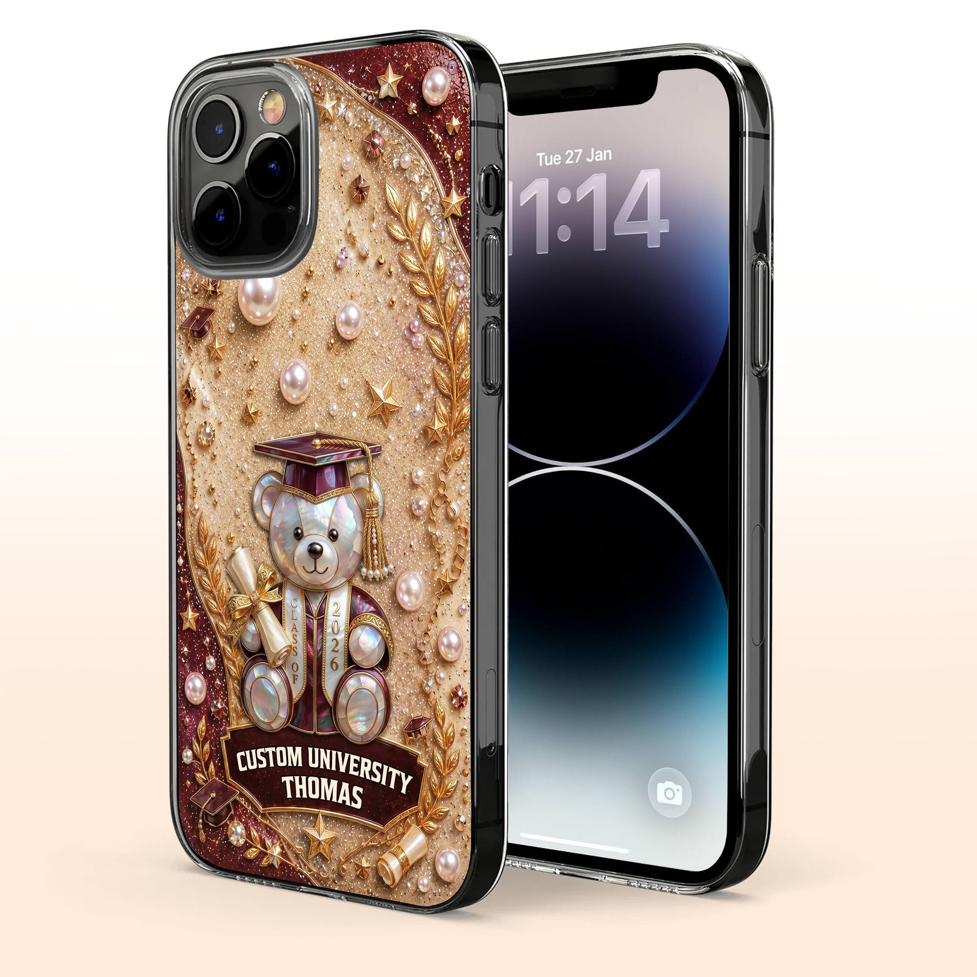 Personalized Clear Phone Case Custom Name Graduation Gift Clear Phone Case GradoCreations