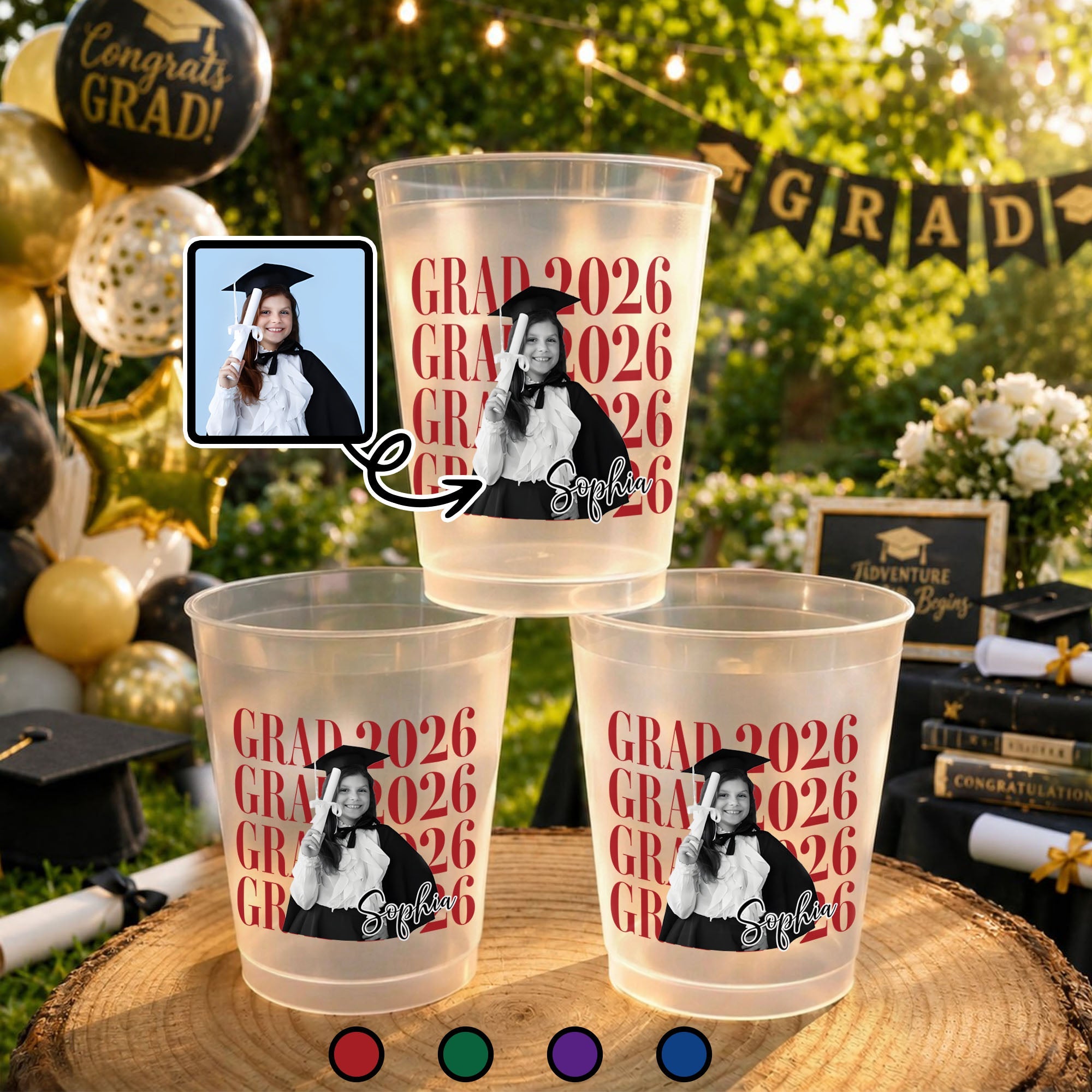 Personalized Frosted Graduation Cups Custom Photo Gift for Grad Frosted Cups GradoCreations