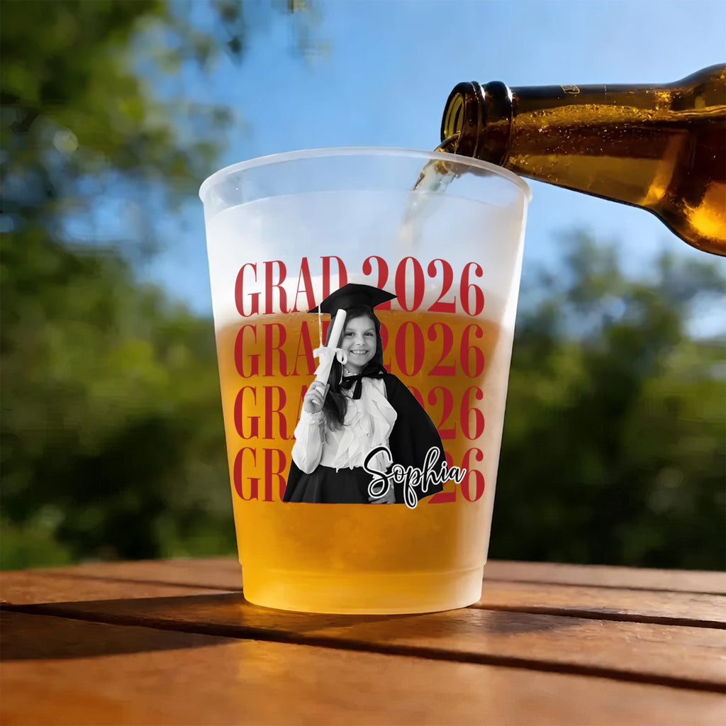 Personalized Frosted Graduation Cups Custom Photo Gift for Grad Frosted Cups GradoCreations