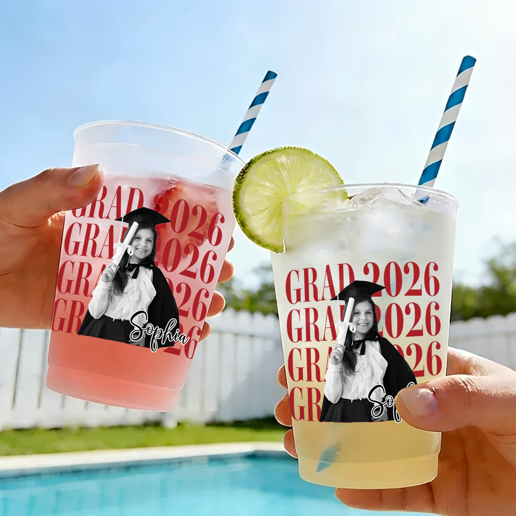 Personalized Frosted Graduation Cups Custom Photo Gift for Grad Frosted Cups GradoCreations