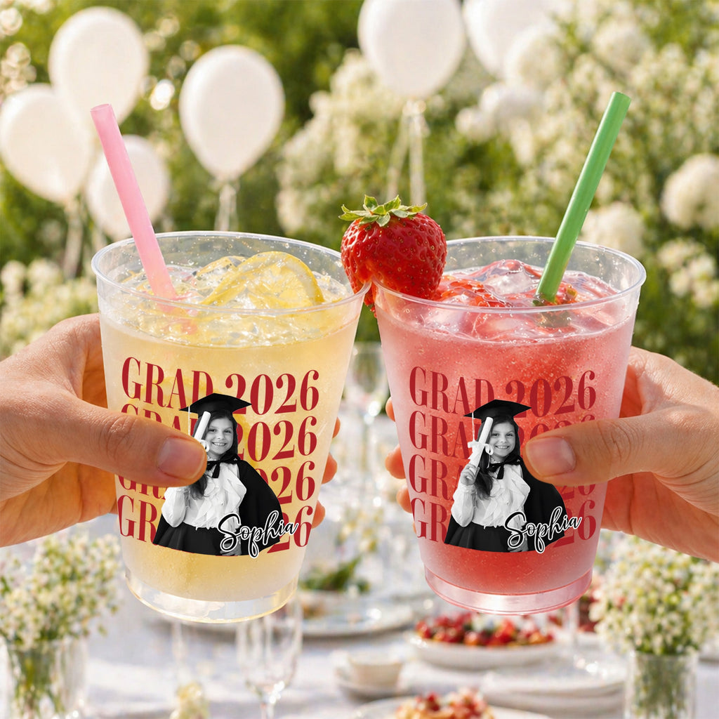 Personalized Frosted Graduation Cups Custom Photo Gift for Grad Frosted Cups GradoCreations