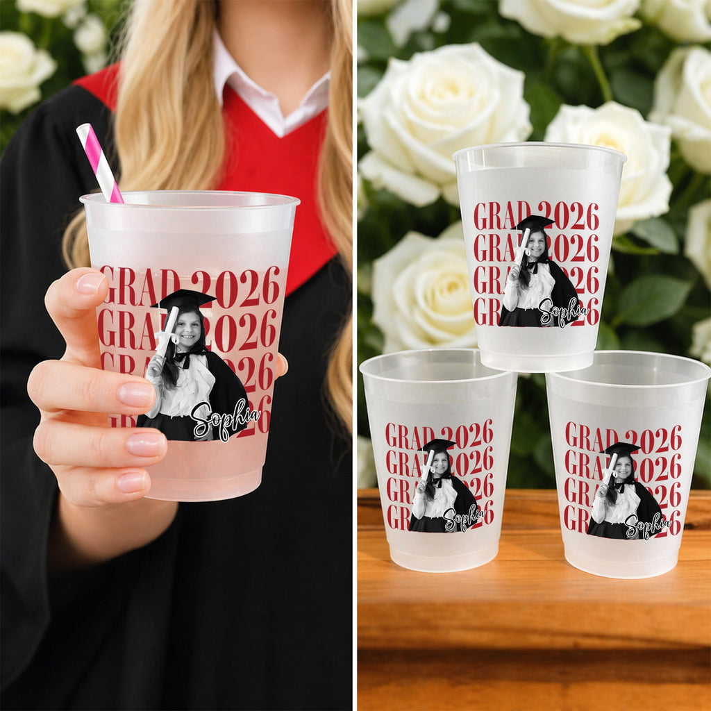 Personalized Frosted Graduation Cups Custom Photo Gift for Grad Frosted Cups GradoCreations