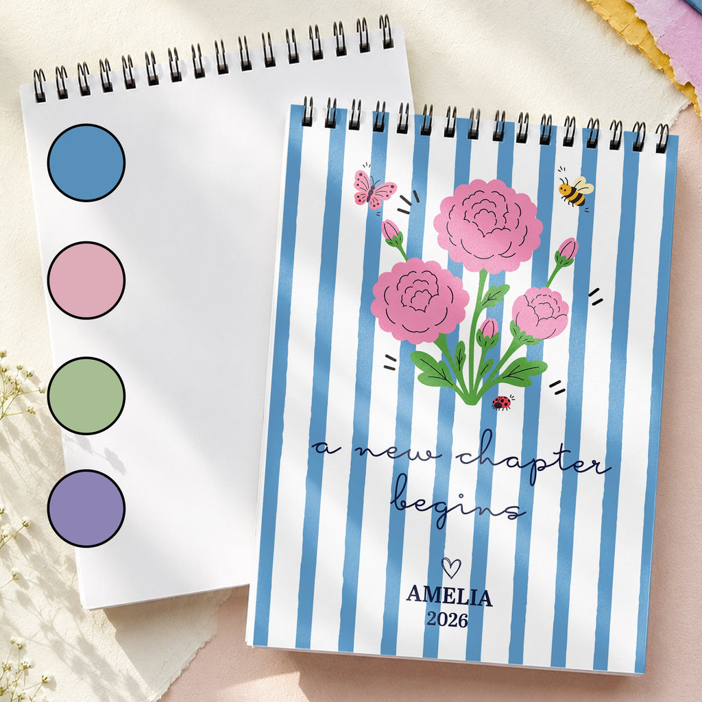 Personalized Birth Month Flowers Sketch Book Custom Art Gift for Graduates