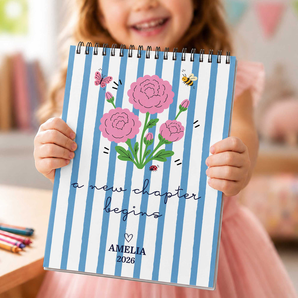 Personalized Birth Month Flowers Sketch Book Custom Art Gift for Graduates