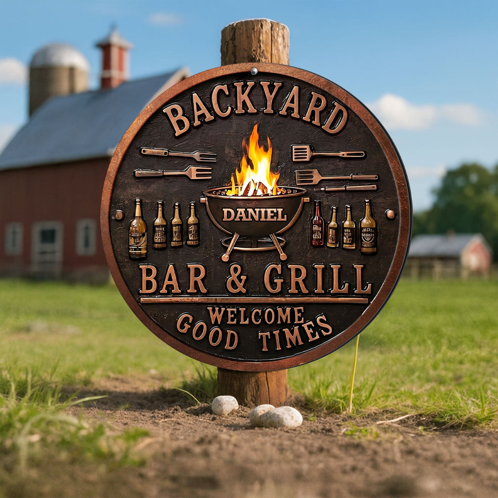 Personalized Metal Sign Custom Name Bar Grill Décor Gift Custom Shaped Metal Sign GradoCreations