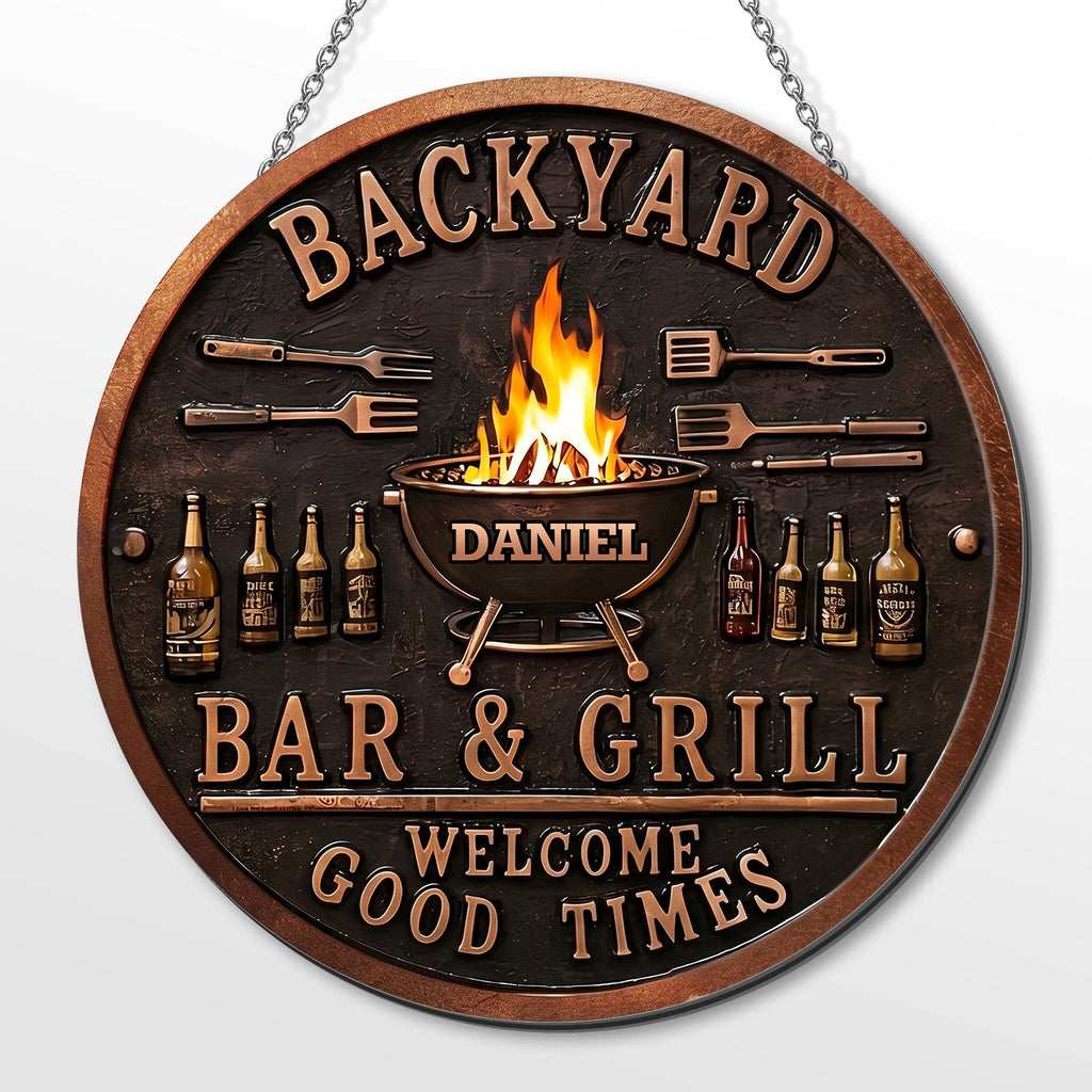 Personalized Metal Sign Custom Name Bar Grill Décor Gift Custom Shaped Metal Sign GradoCreations