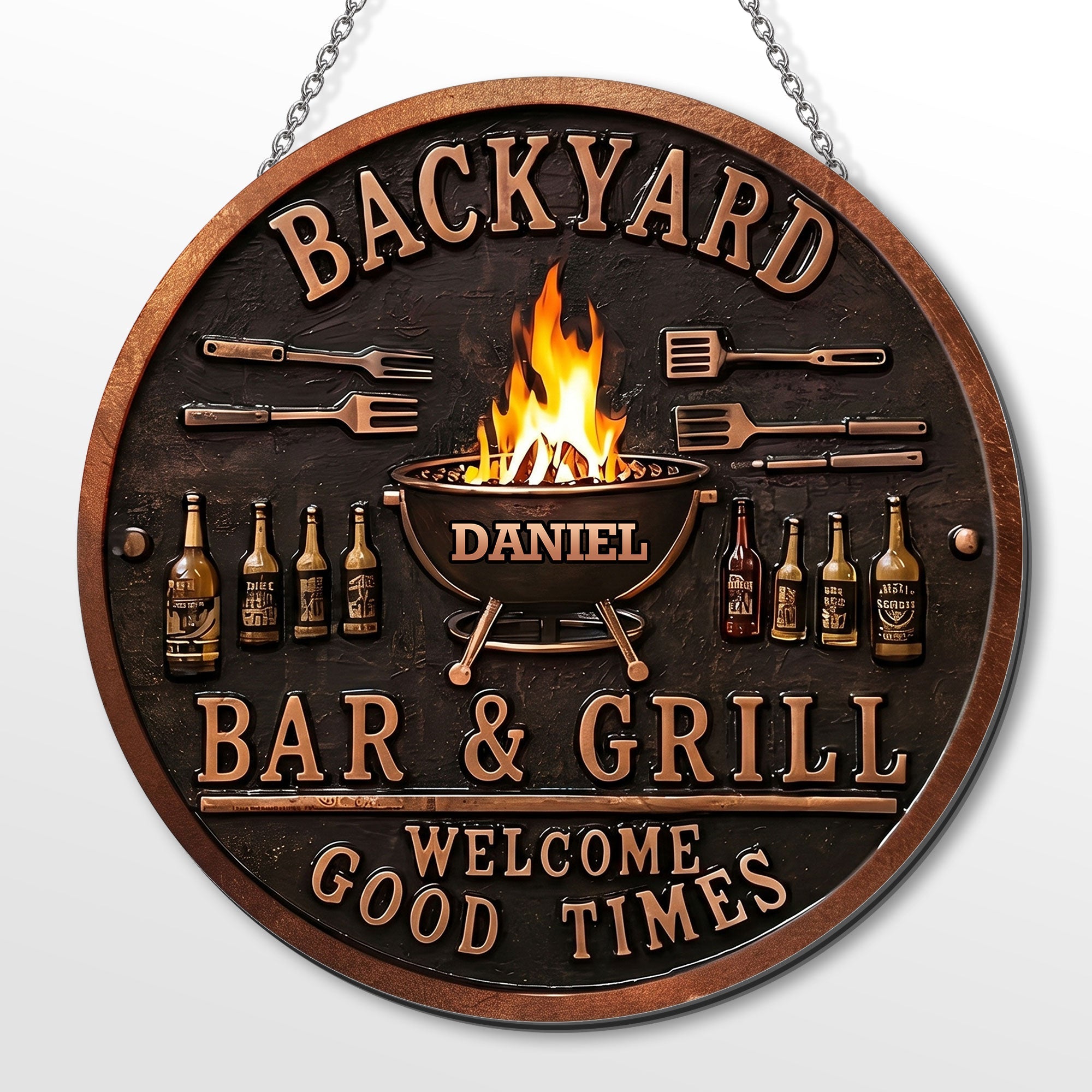 Personalized Metal Sign Custom Name Bar Grill Décor Gift Custom Shaped Metal Sign GradoCreations