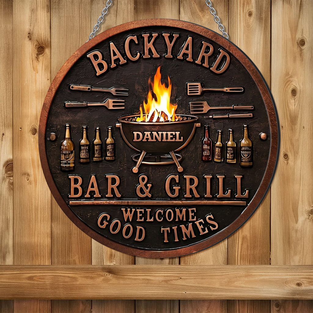 Personalized Metal Sign Custom Name Bar Grill Décor Gift Custom Shaped Metal Sign GradoCreations