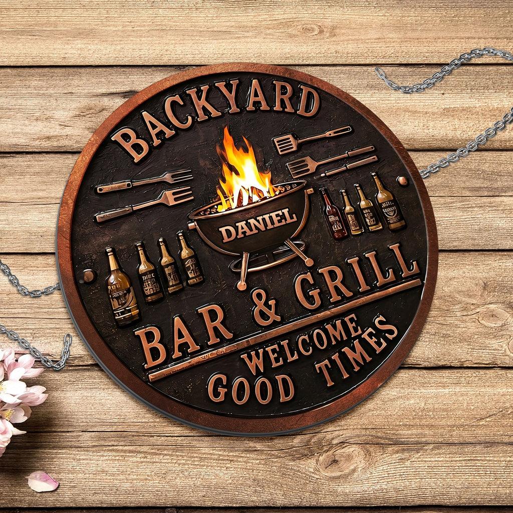 Personalized Metal Sign Custom Name Bar Grill Décor Gift Custom Shaped Metal Sign GradoCreations