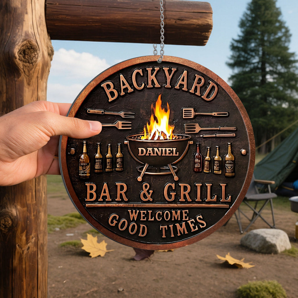 Personalized Metal Sign Custom Name Bar Grill Décor Gift Custom Shaped Metal Sign GradoCreations