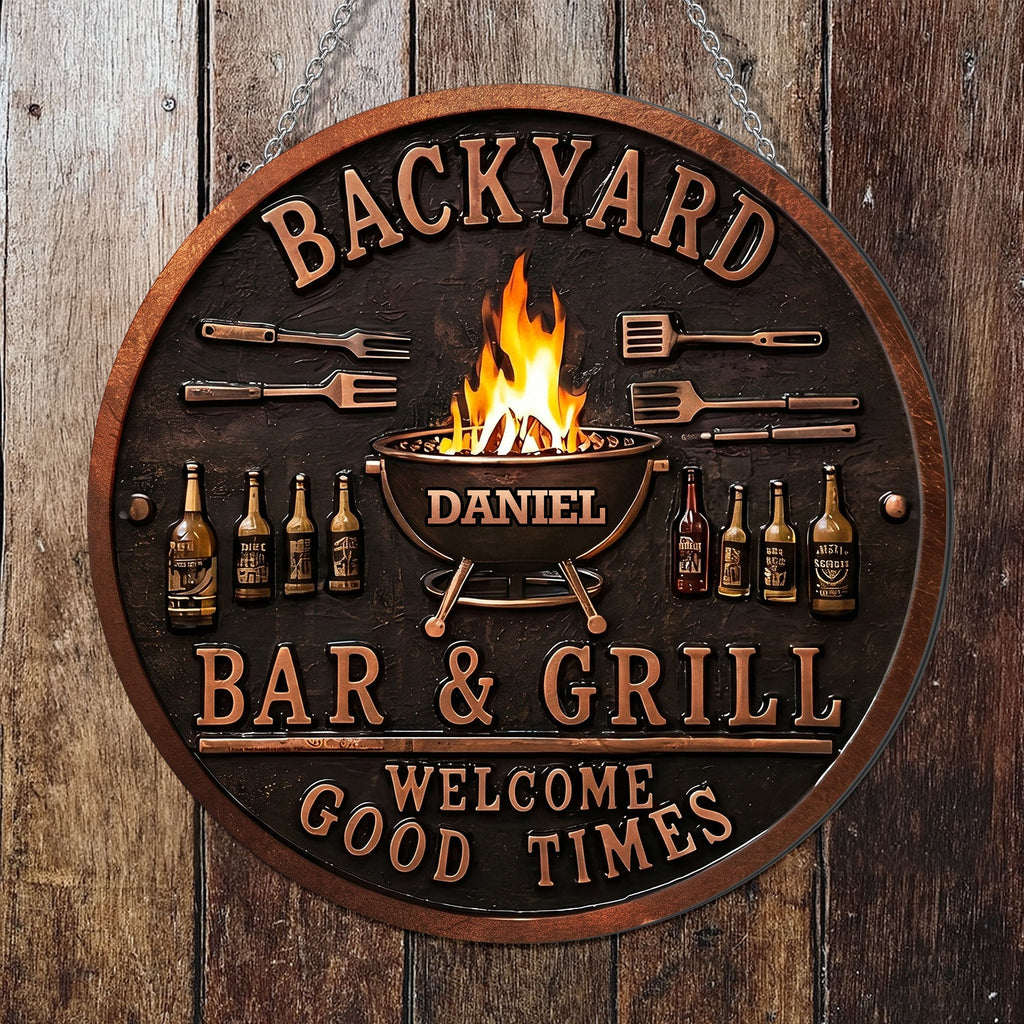 Personalized Metal Sign Custom Name Bar Grill Décor Gift Custom Shaped Metal Sign GradoCreations