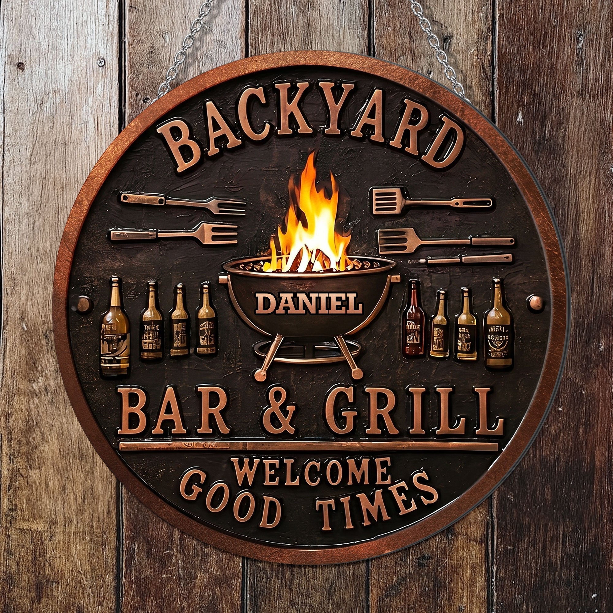 Personalized Metal Sign Custom Name Bar Grill Décor Gift Custom Shaped Metal Sign GradoCreations