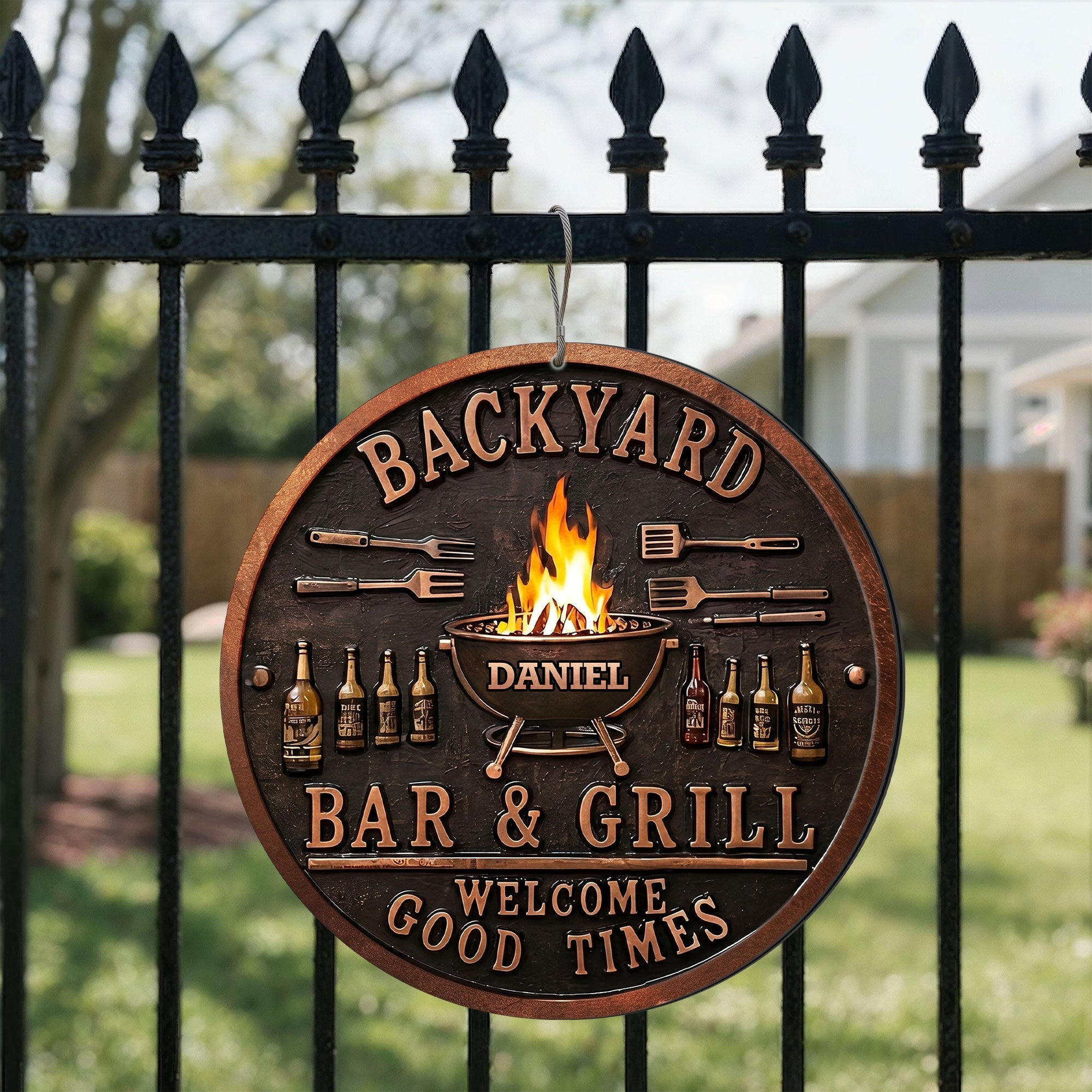 Personalized Metal Sign Custom Name Bar Grill Décor Gift Custom Shaped Metal Sign GradoCreations