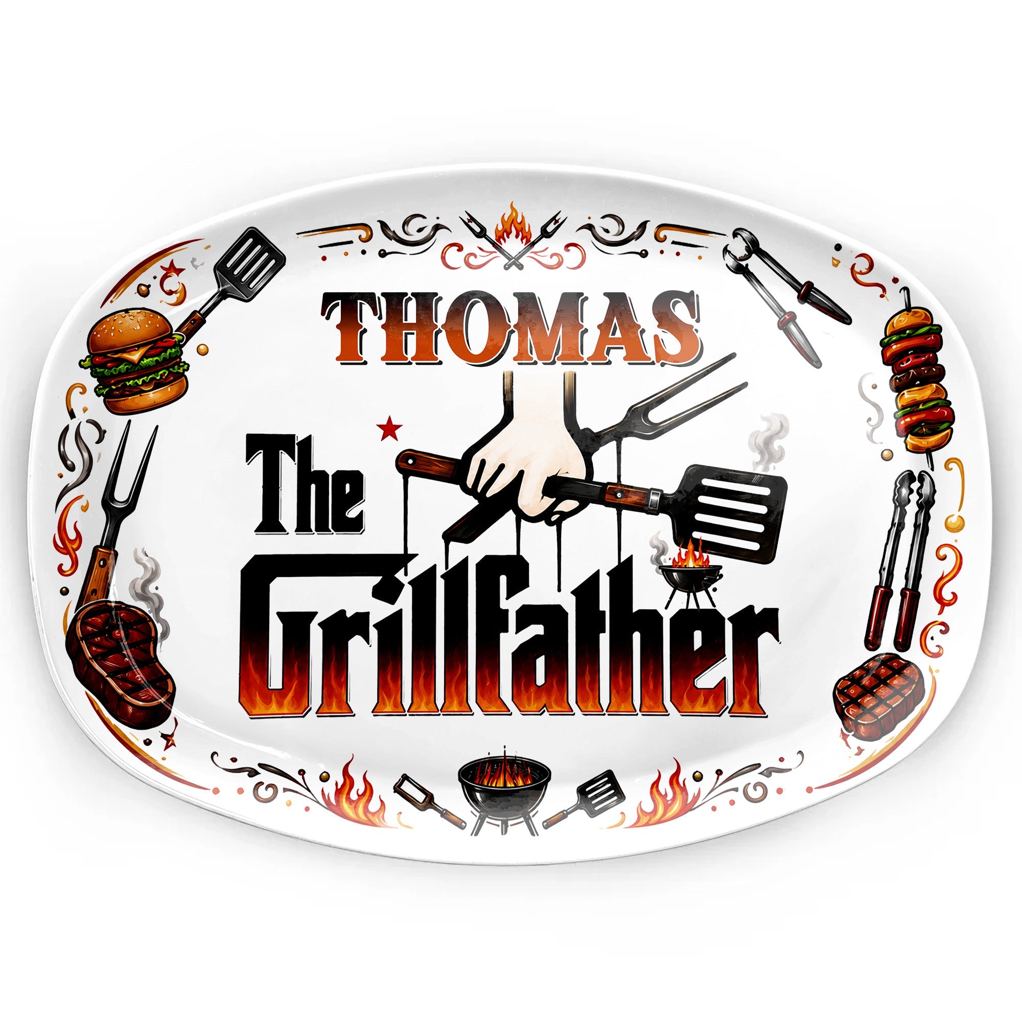 Personalized Custom Plate Gift for Dad BBQ Enthusiast Custom Plate GradoCreations