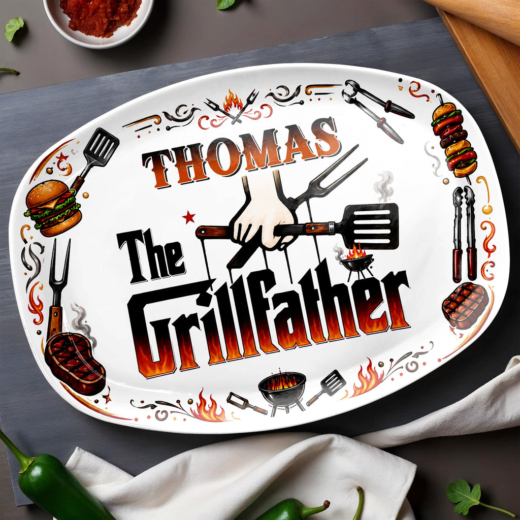 Personalized Custom Plate Gift for Dad BBQ Enthusiast Custom Plate GradoCreations