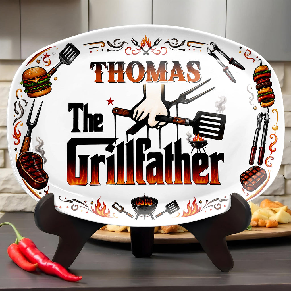 Personalized Custom Plate Gift for Dad BBQ Enthusiast Custom Plate GradoCreations