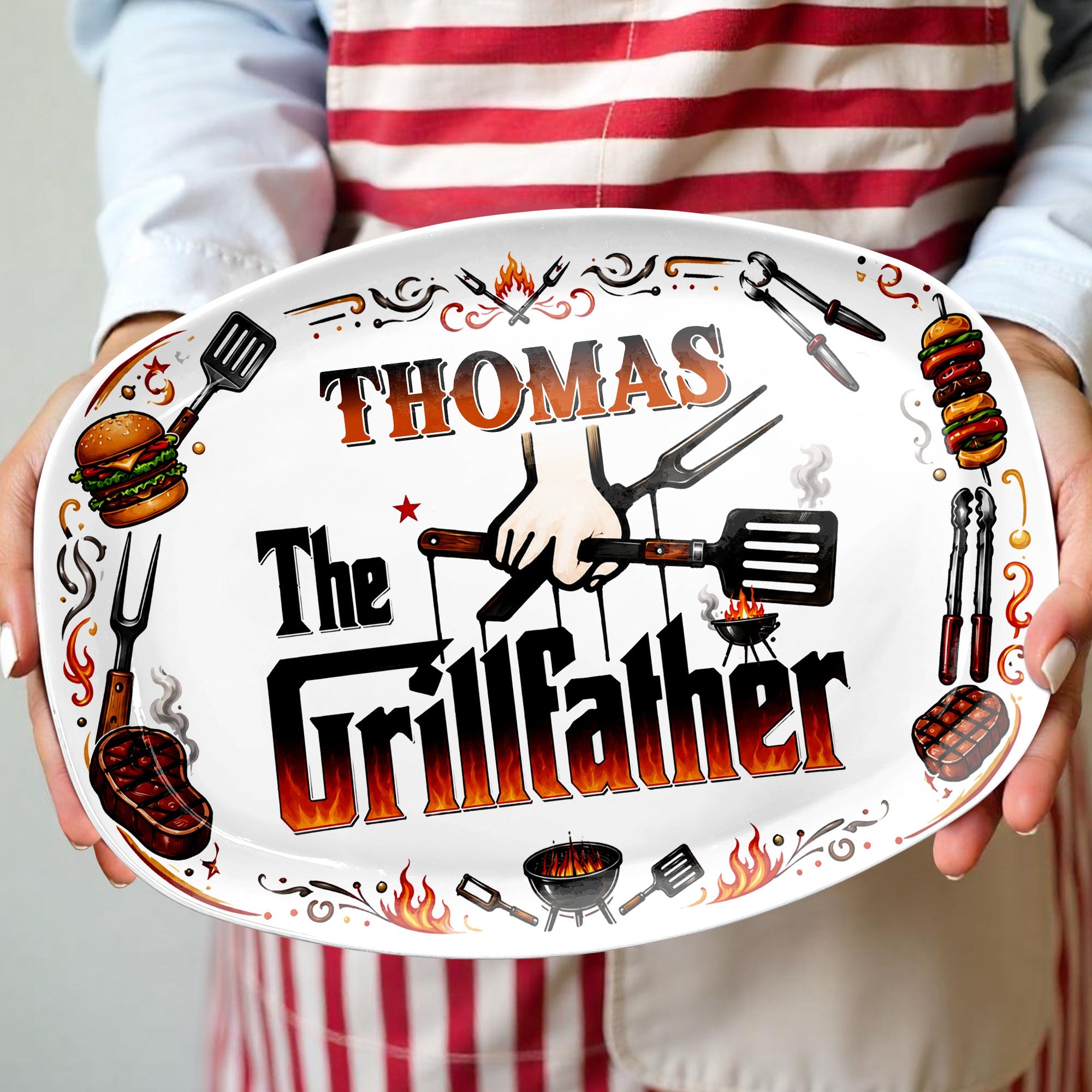 Personalized Custom Plate Gift for Dad BBQ Enthusiast Custom Plate GradoCreations