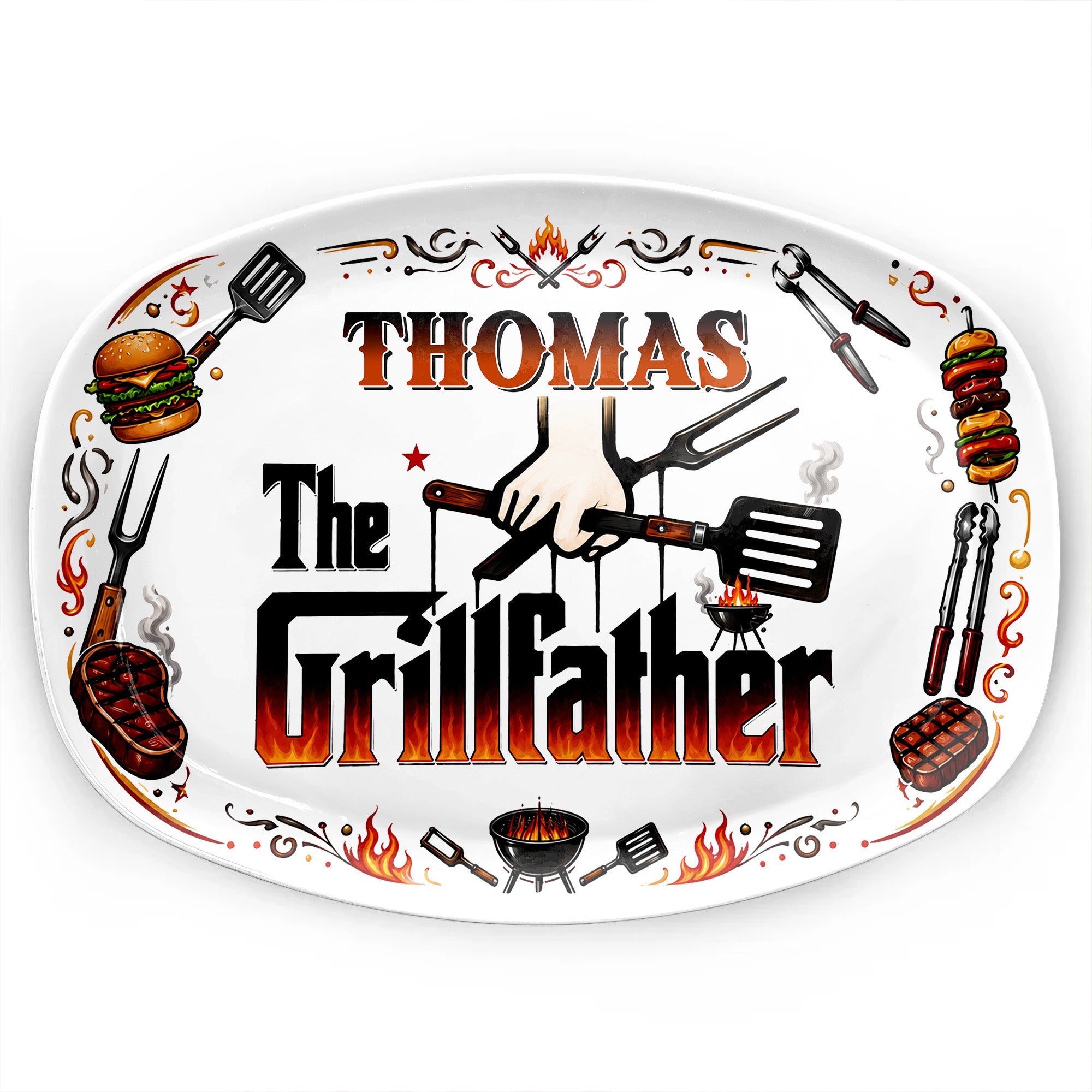 Personalized Custom Plate Gift for Dad BBQ Enthusiast Custom Plate GradoCreations