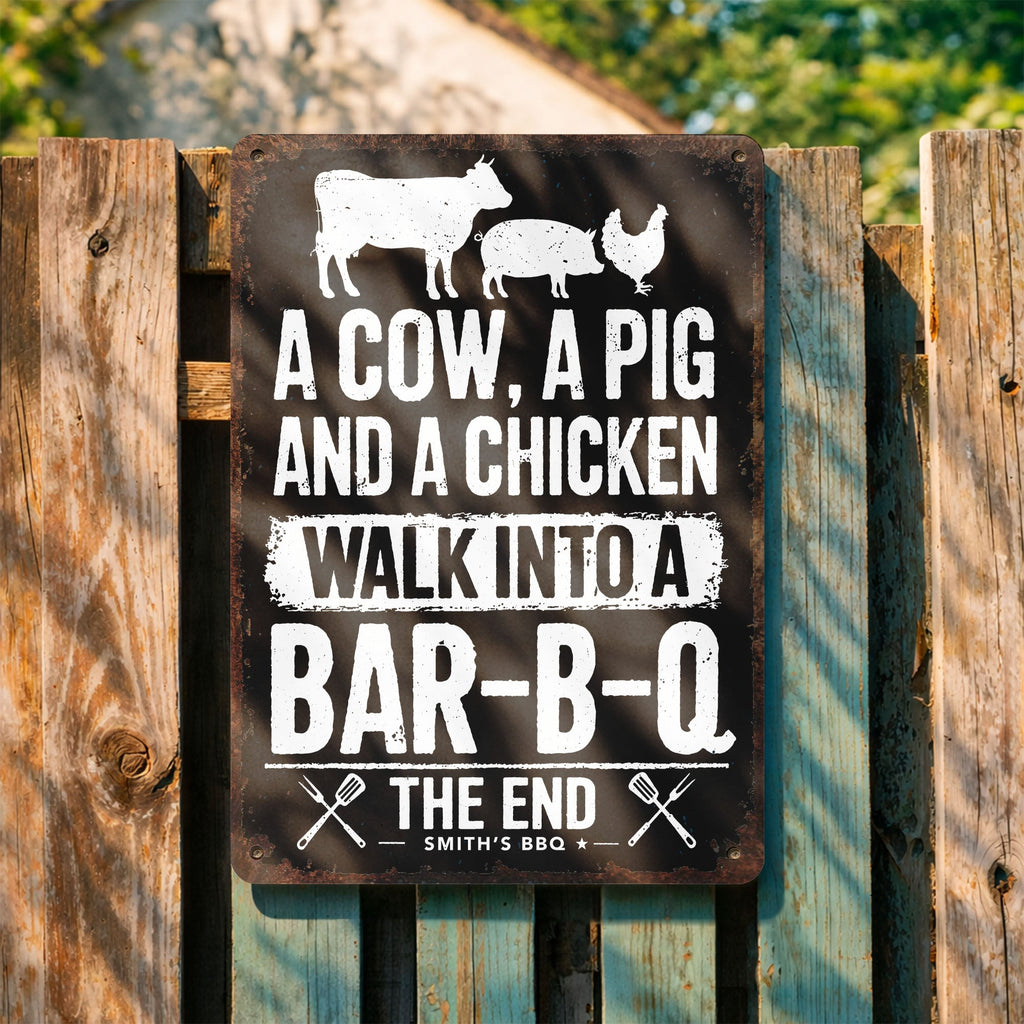 Personalized BBQ Metal Sign Custom Name Gift for Dad Metal Sign GradoCreations