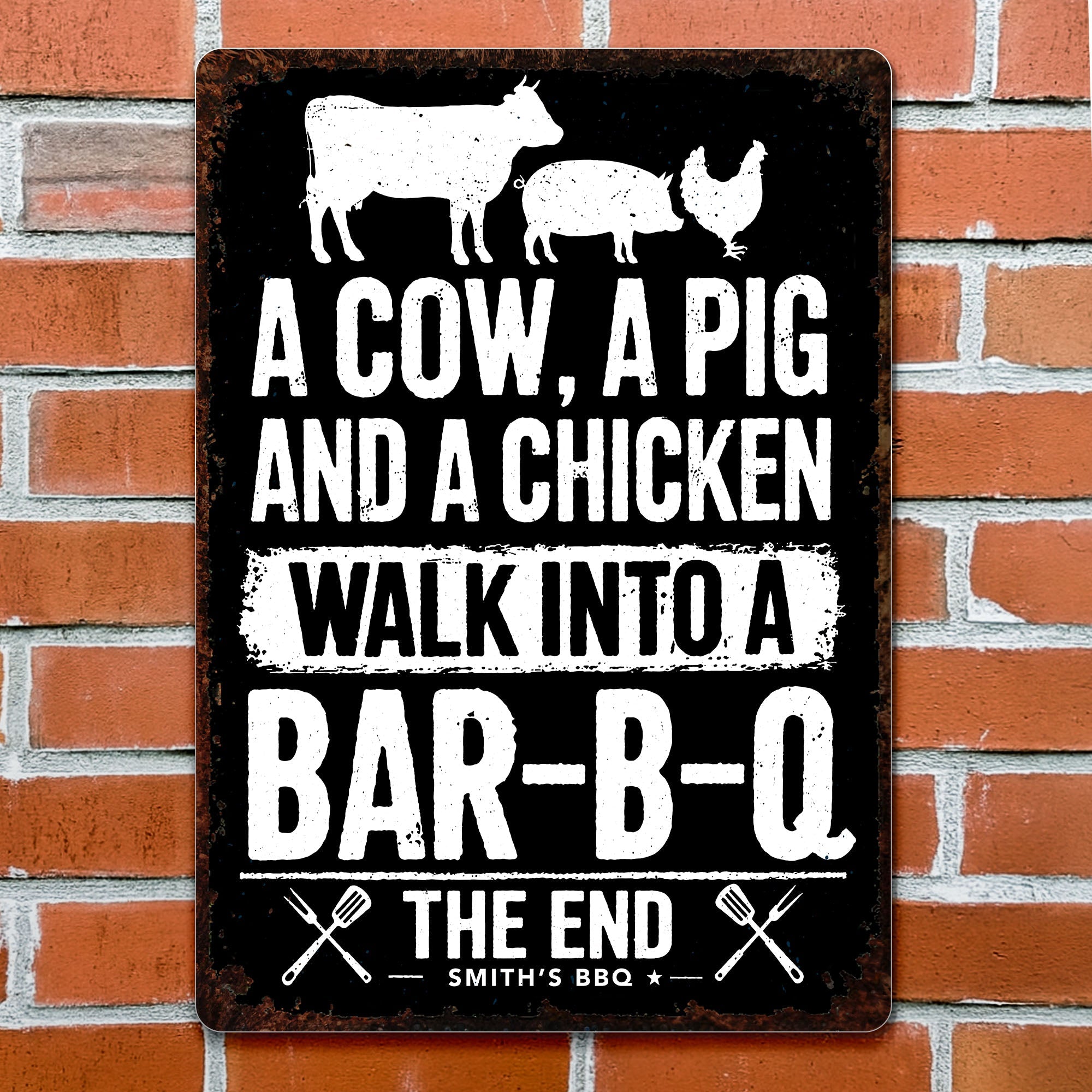 Personalized BBQ Metal Sign Custom Name Gift for Dad Metal Sign GradoCreations
