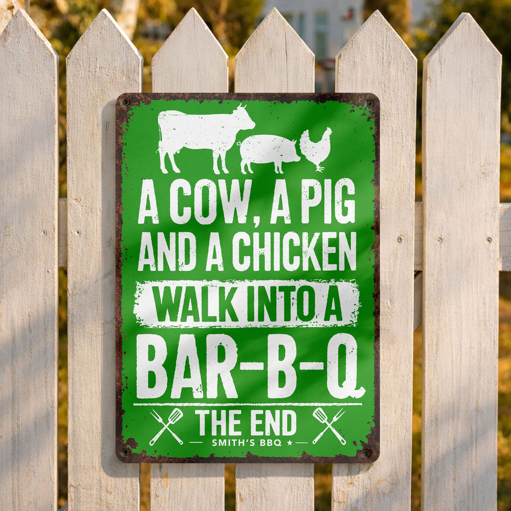 Personalized BBQ Metal Sign Custom Name Gift for Dad Metal Sign GradoCreations