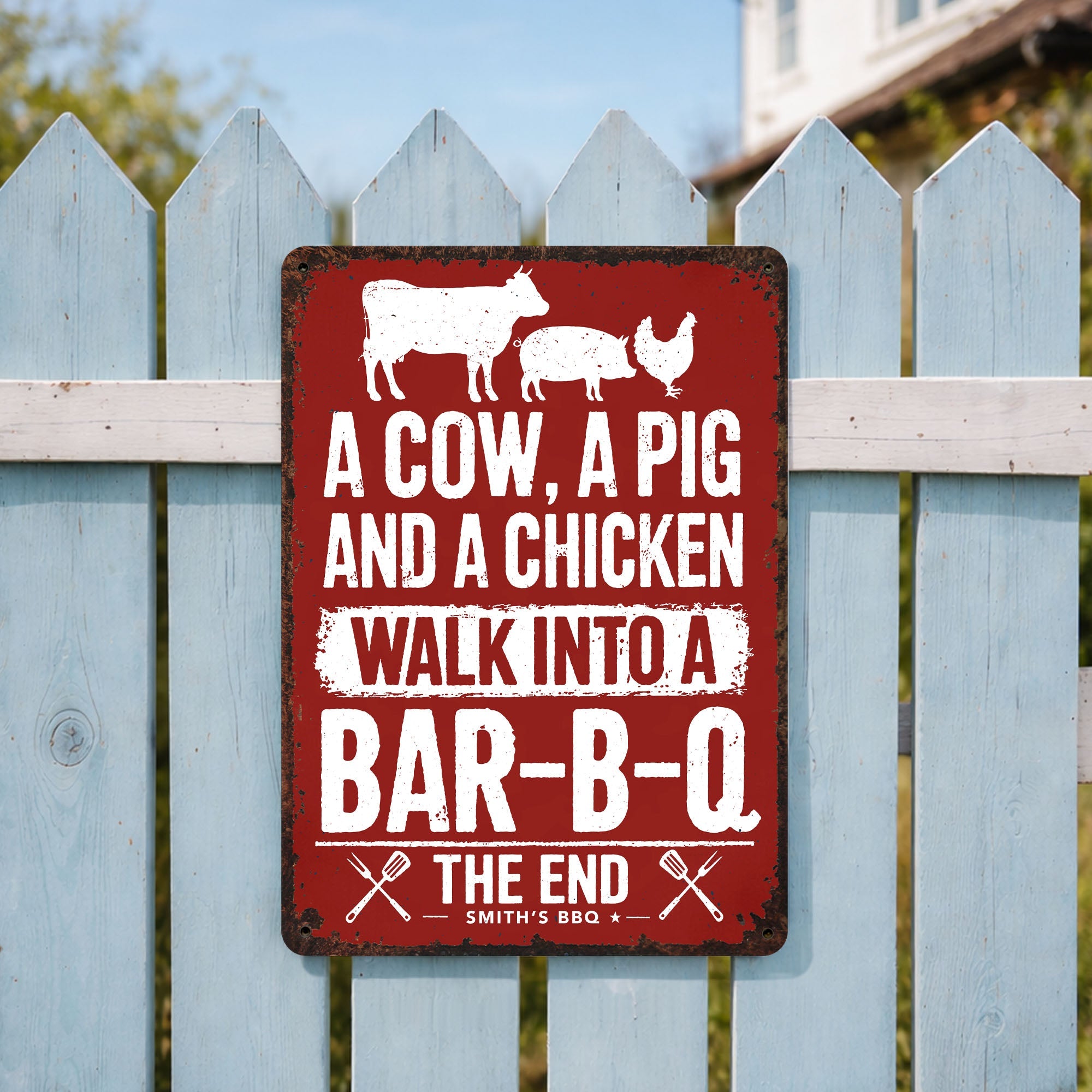 Personalized BBQ Metal Sign Custom Name Gift for Dad Metal Sign GradoCreations