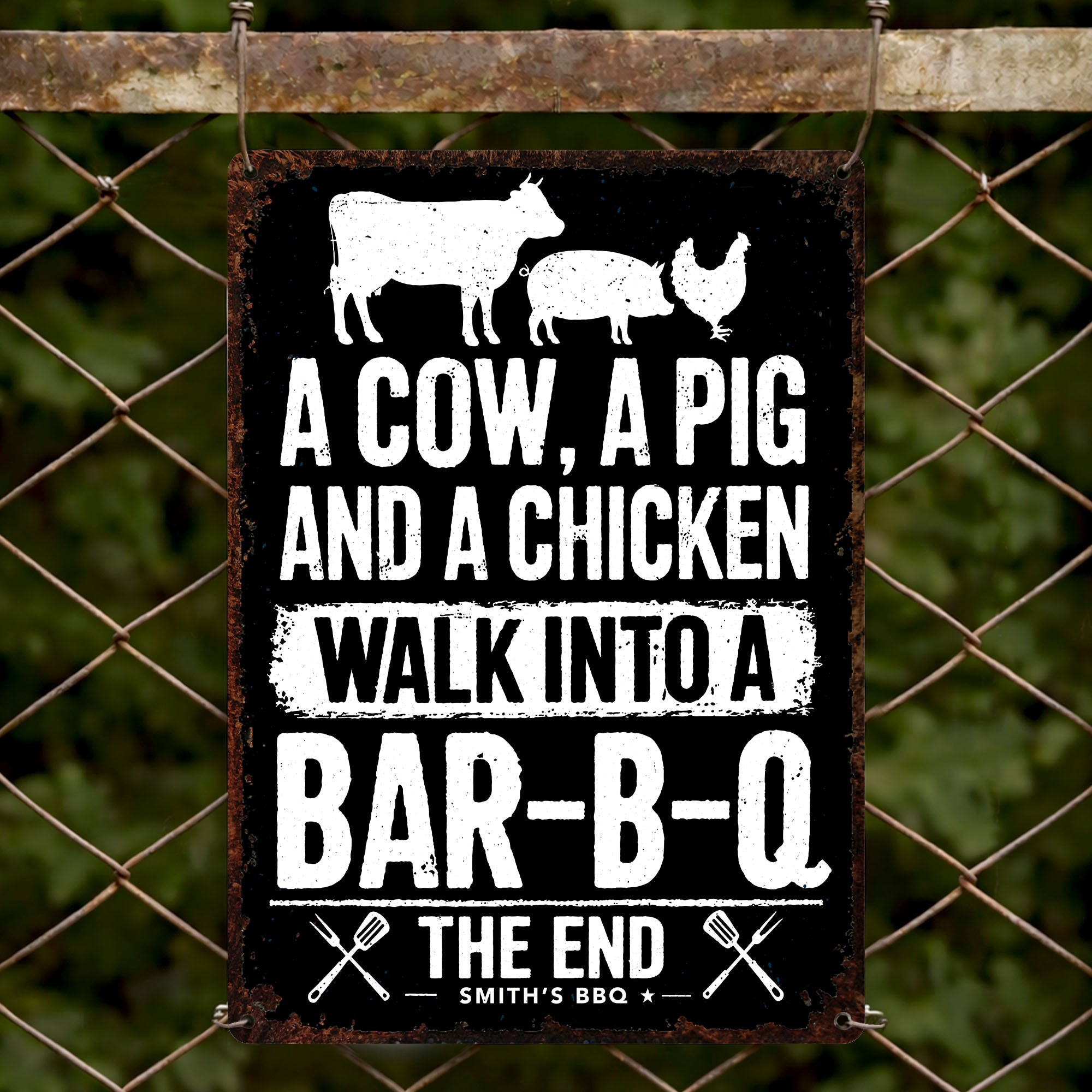 Personalized BBQ Metal Sign Custom Name Gift for Dad Metal Sign GradoCreations