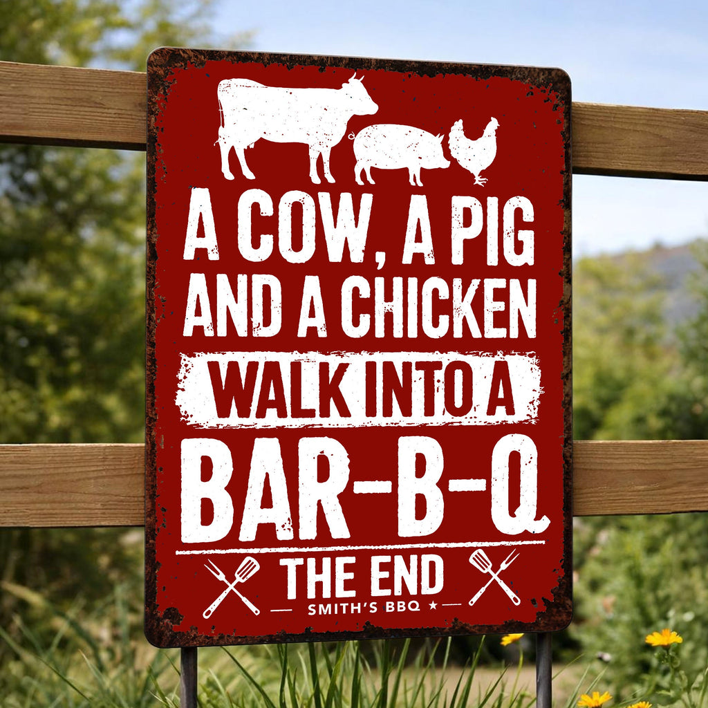 Personalized BBQ Metal Sign Custom Name Gift for Dad Metal Sign GradoCreations
