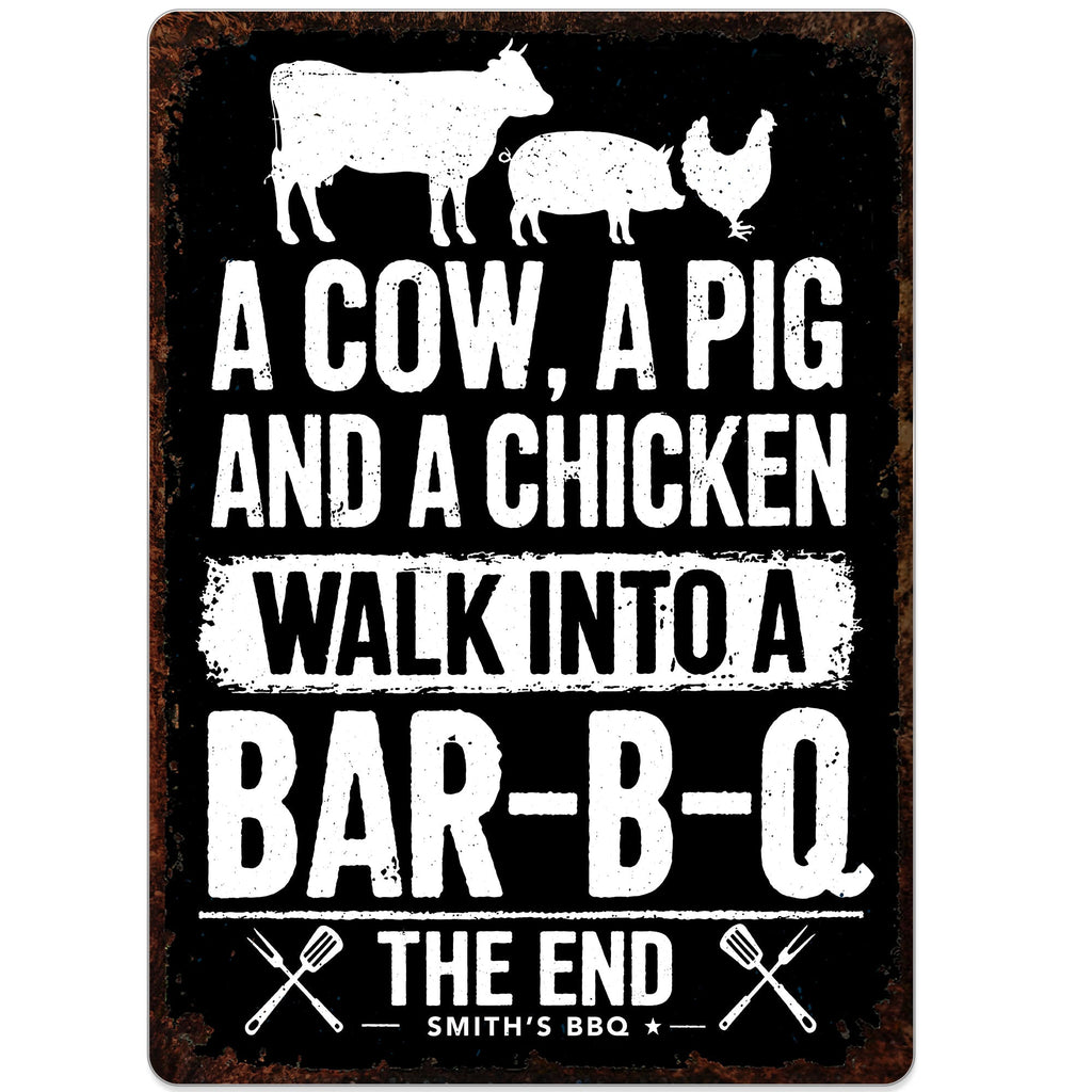 Personalized BBQ Metal Sign Custom Name Gift for Dad Metal Sign GradoCreations