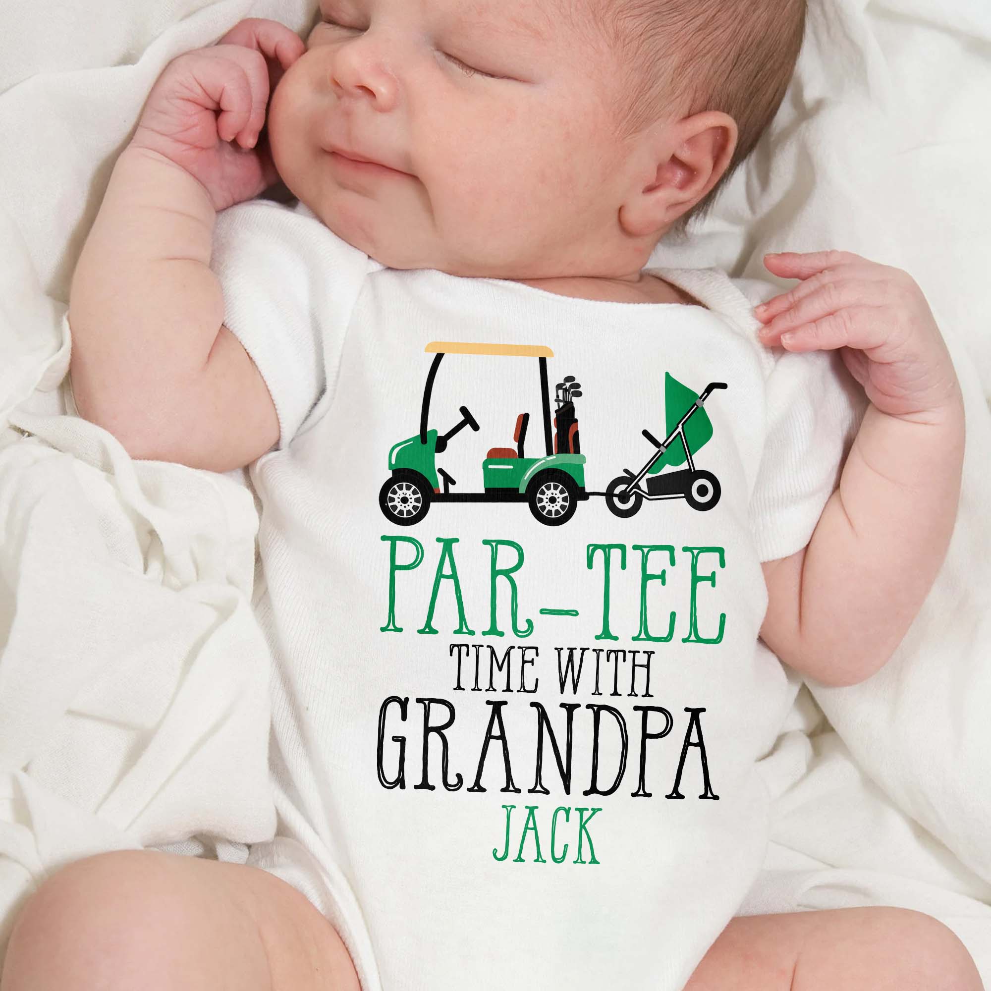 Personalized Golf Cart Baby Onesie Custom Gift for Grandpa