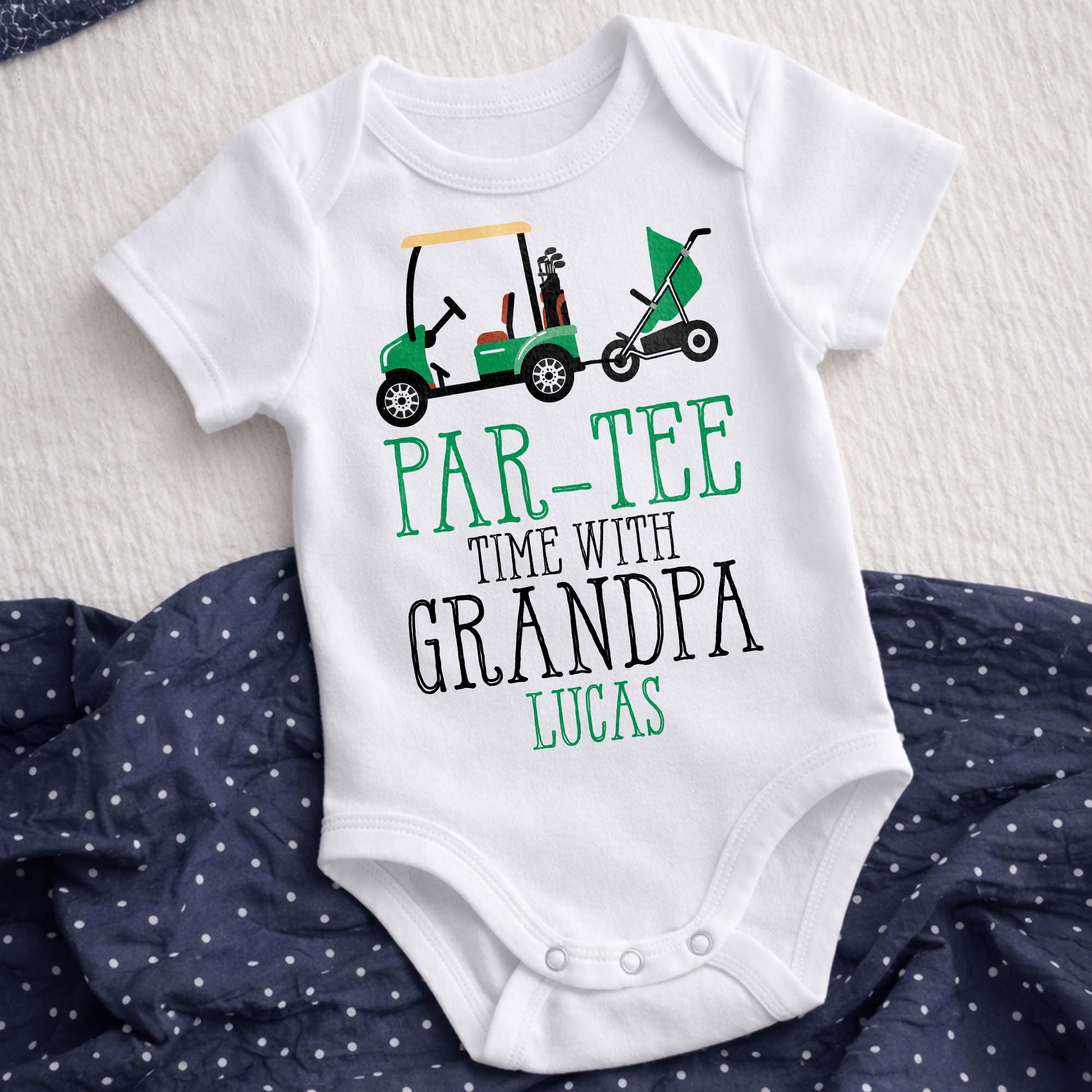 Personalized Golf Cart Baby Onesie Custom Gift for Grandpa Baby Onesie GradoCreations