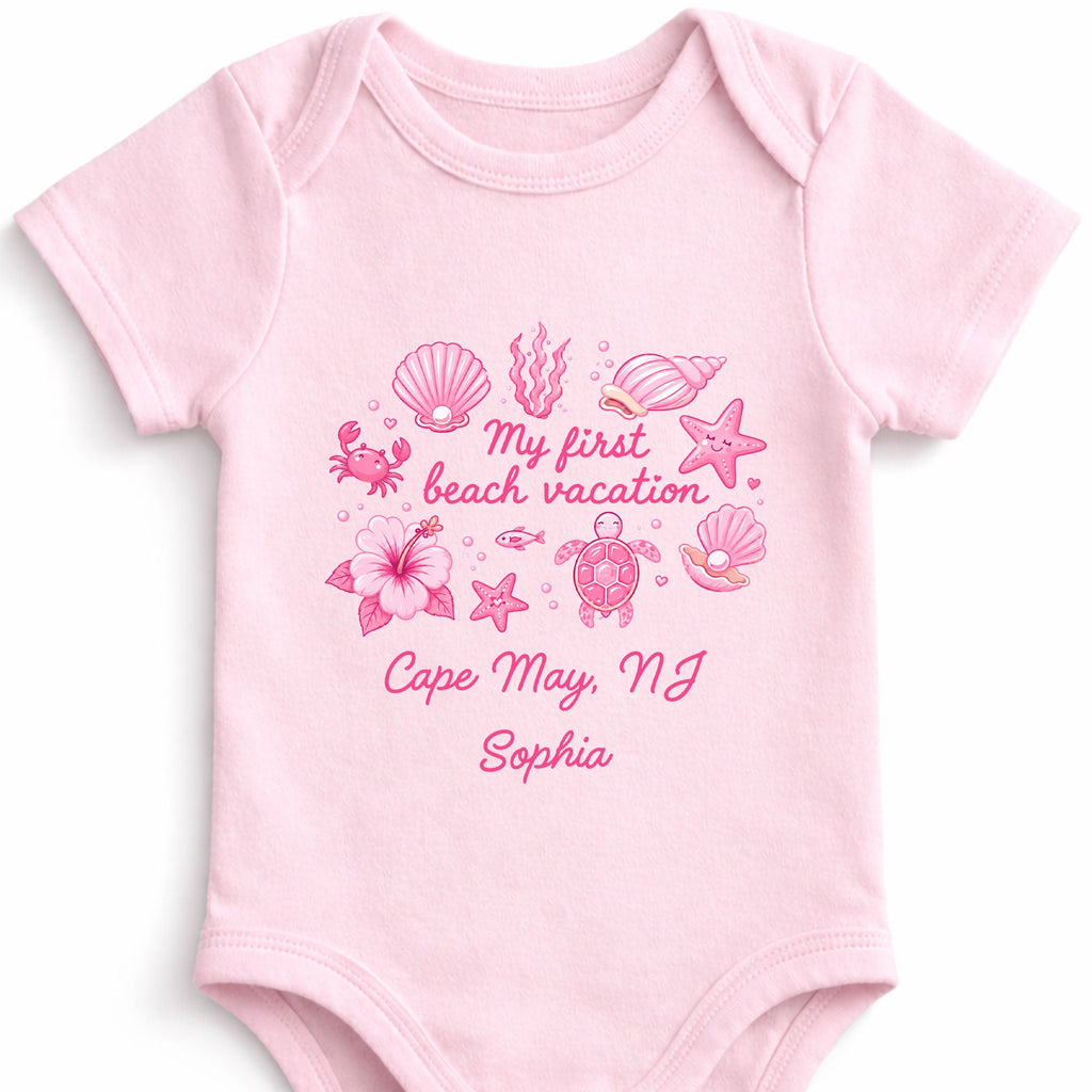 Personalized Baby Onesie My First Beach Vacation Custom Gift