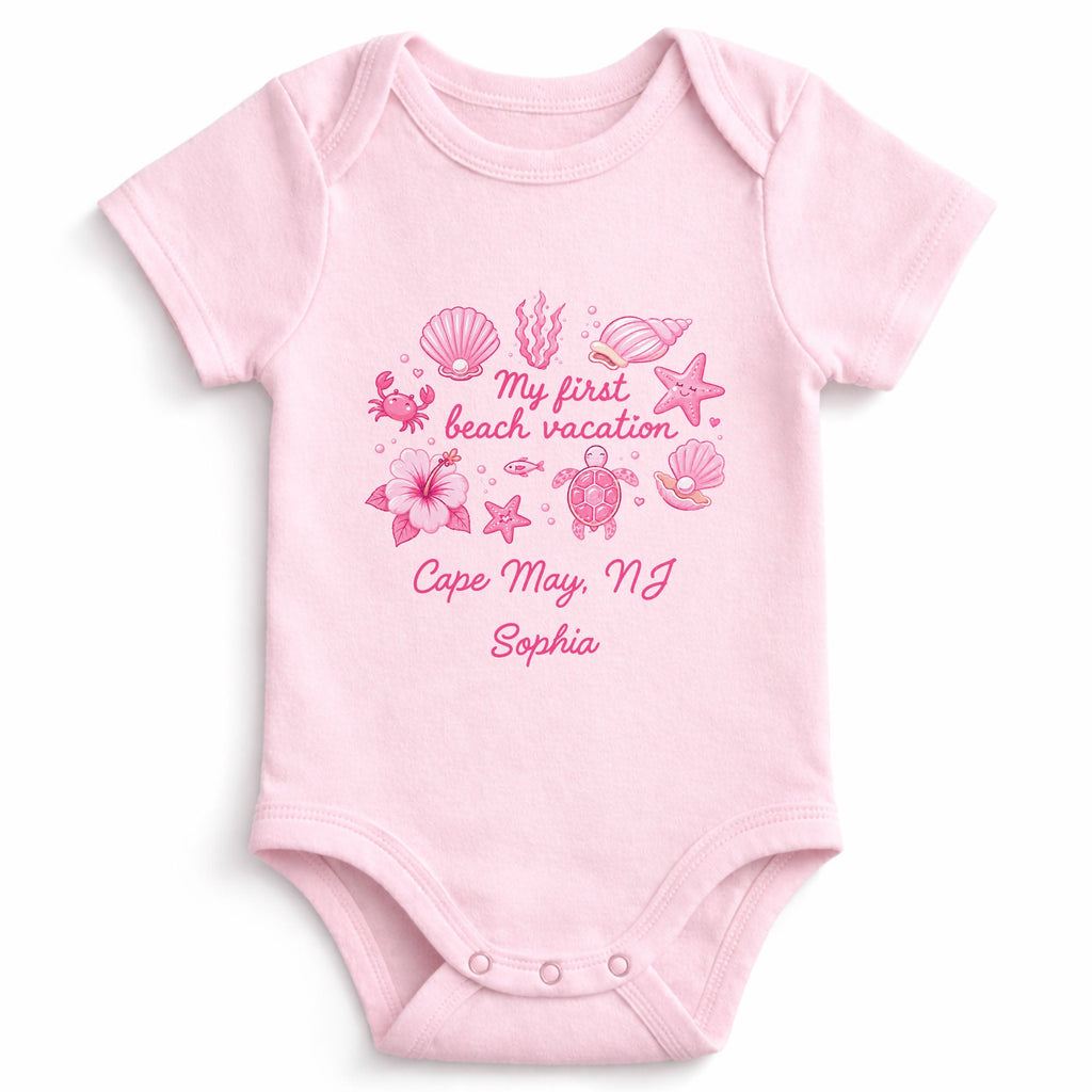Personalized Baby Onesie My First Beach Vacation Custom Gift