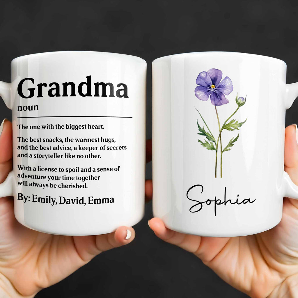 Personalized Birth Month Flower Mug Custom Gift for Grandma Edge-to-edge Mug GradoCreations