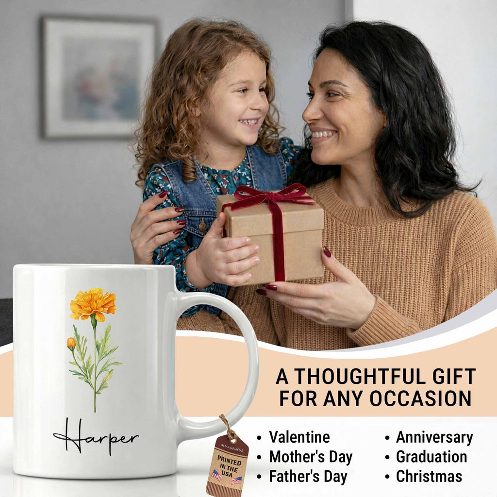 Personalized Birth Month Flower Mug Custom Gift for Grandma Edge-to-edge Mug GradoCreations