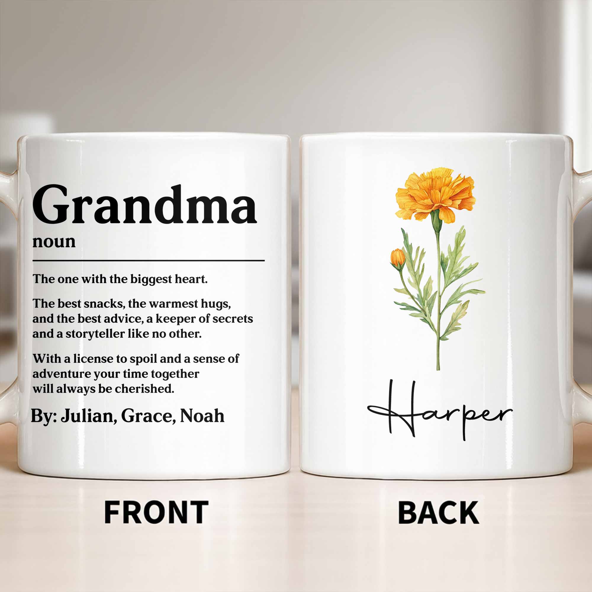 Personalized Birth Month Flower Mug Custom Gift for Grandma Edge-to-edge Mug GradoCreations