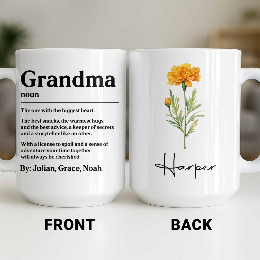 Personalized Birth Month Flower Mug Custom Gift for Grandma Edge-to-edge Mug GradoCreations