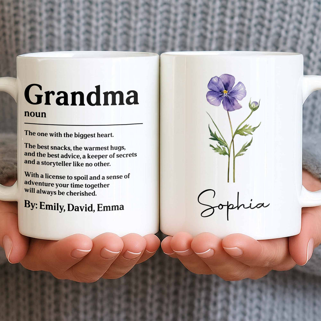 Personalized Birth Month Flower Mug Custom Gift for Grandma Edge-to-edge Mug GradoCreations